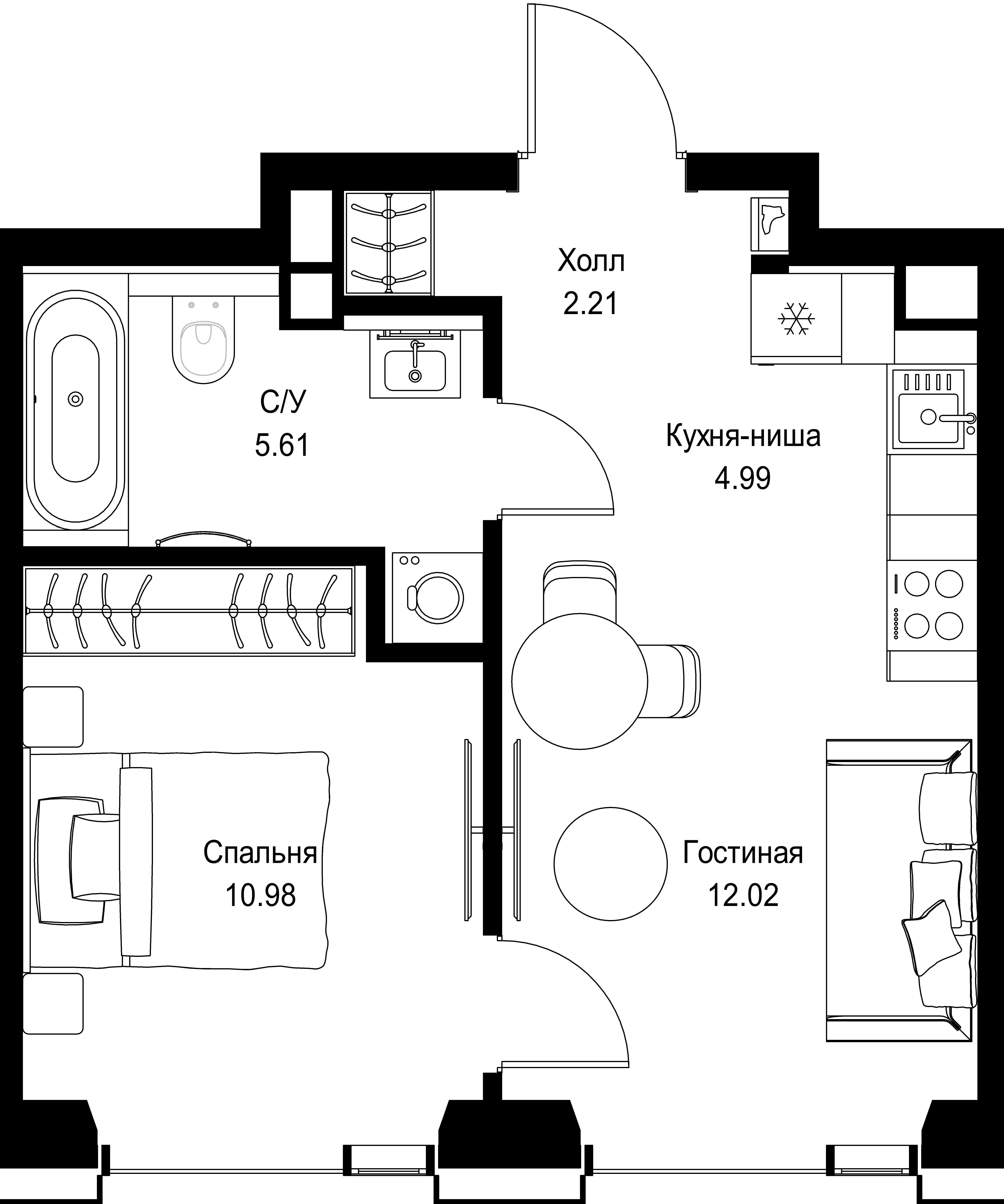 1-комнатная, 35,81 м² — 20 332 918 ₽
