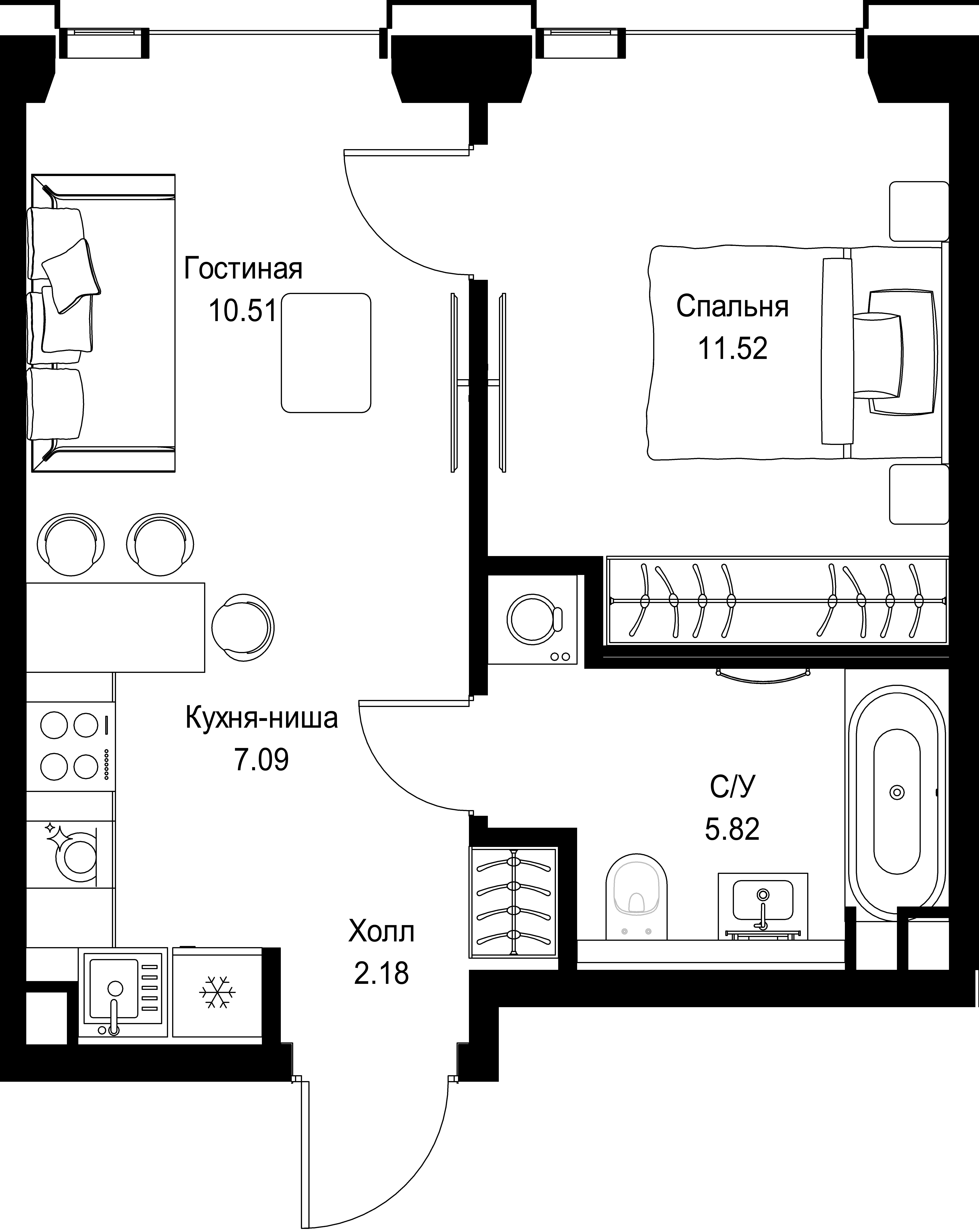 1-комнатная, 37,12 м² — 20 067 072 ₽