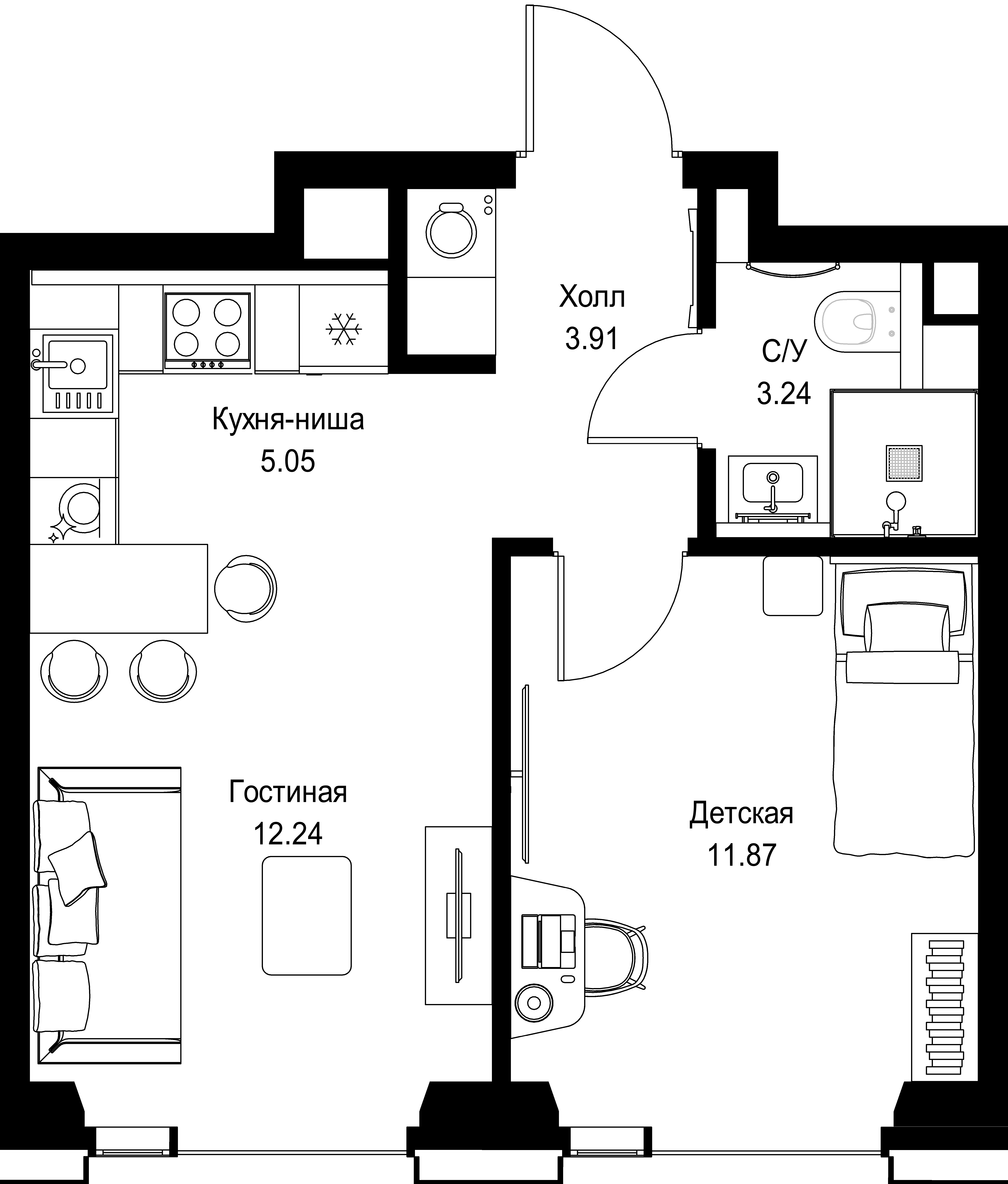 1-комнатная, 36,31 м² — 20 925 453 ₽