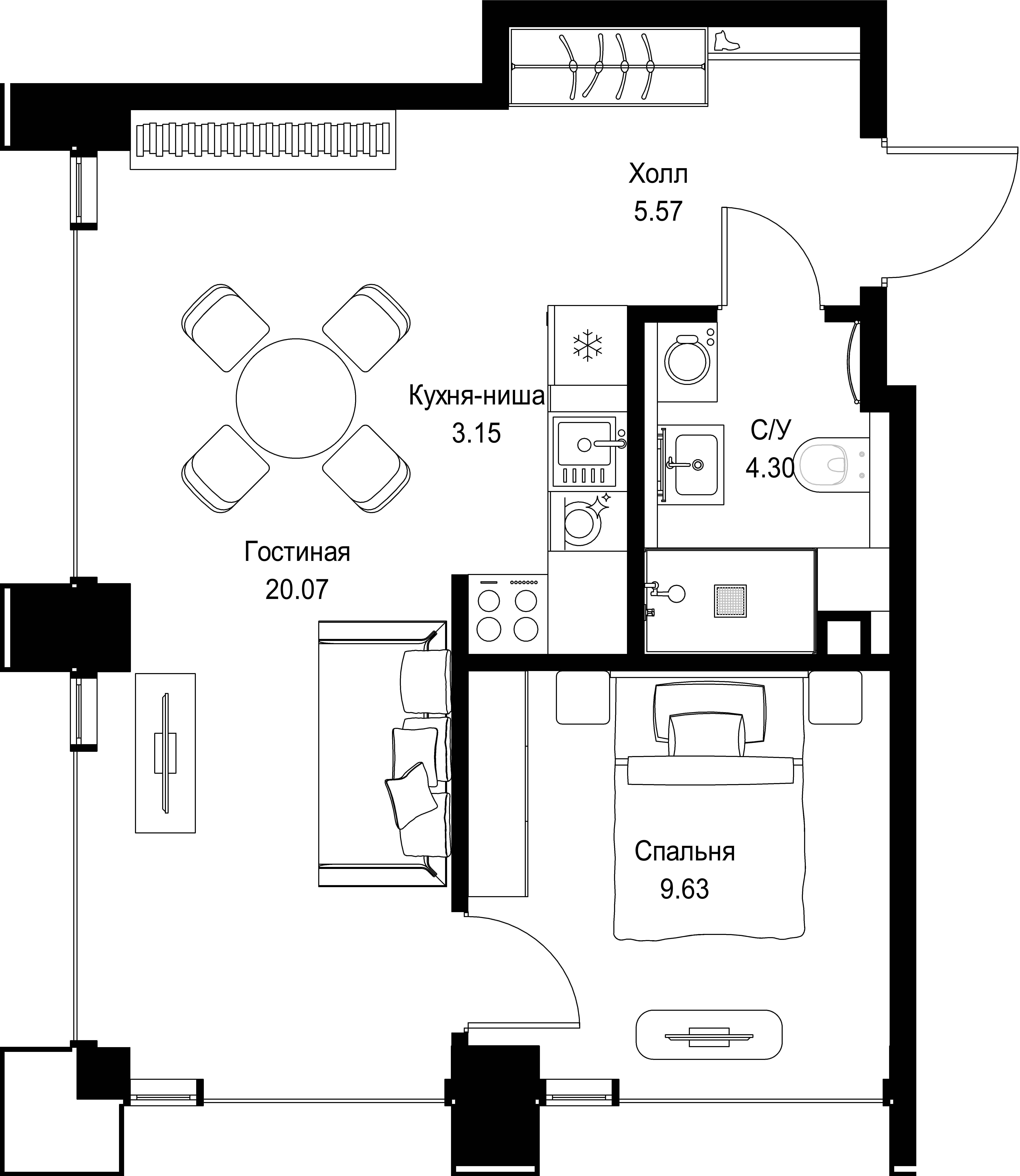 1-комнатная, 42,72 м² — 24 329 040 ₽