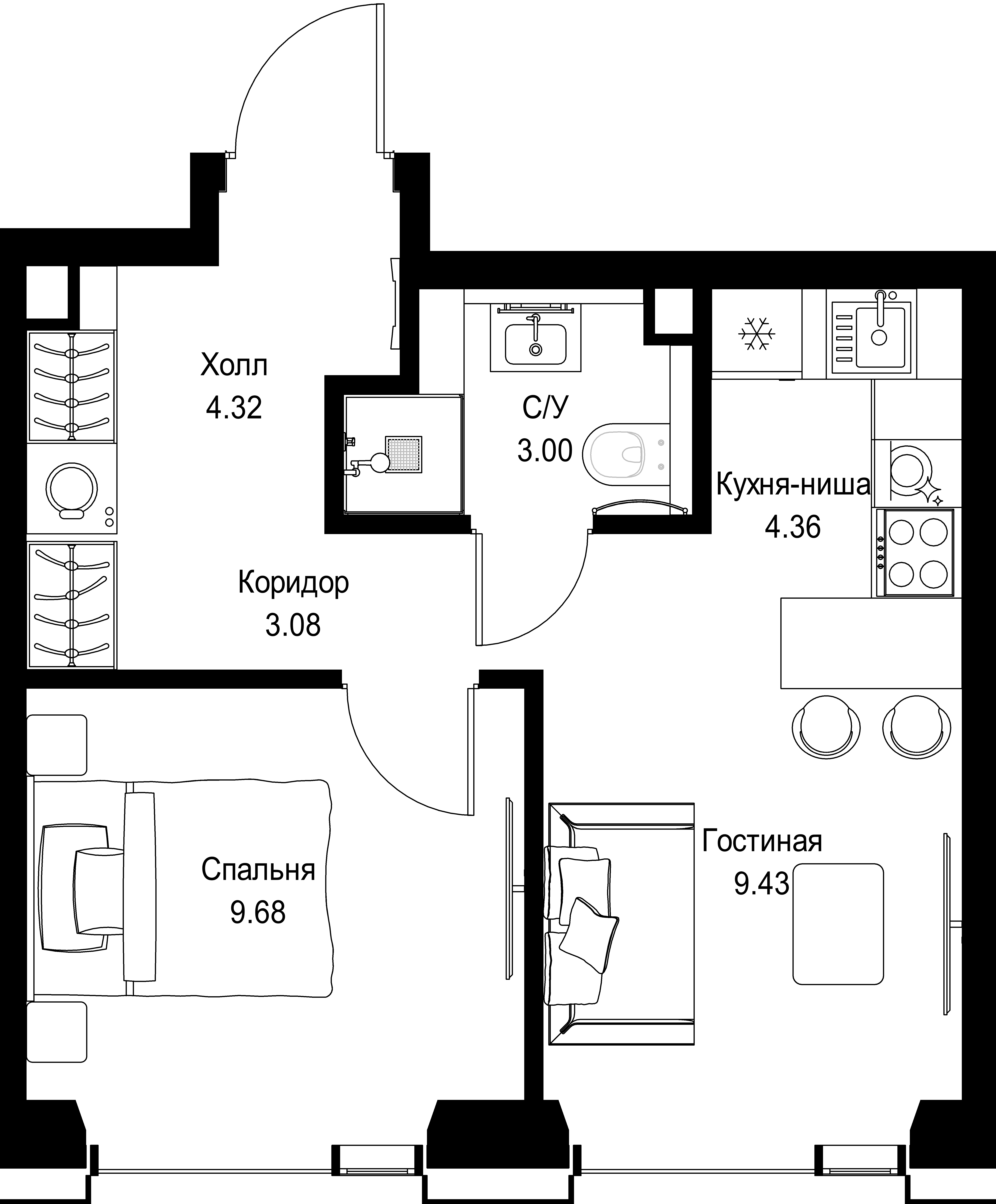 1-комнатная, 33,87 м² — 19 864 755 ₽