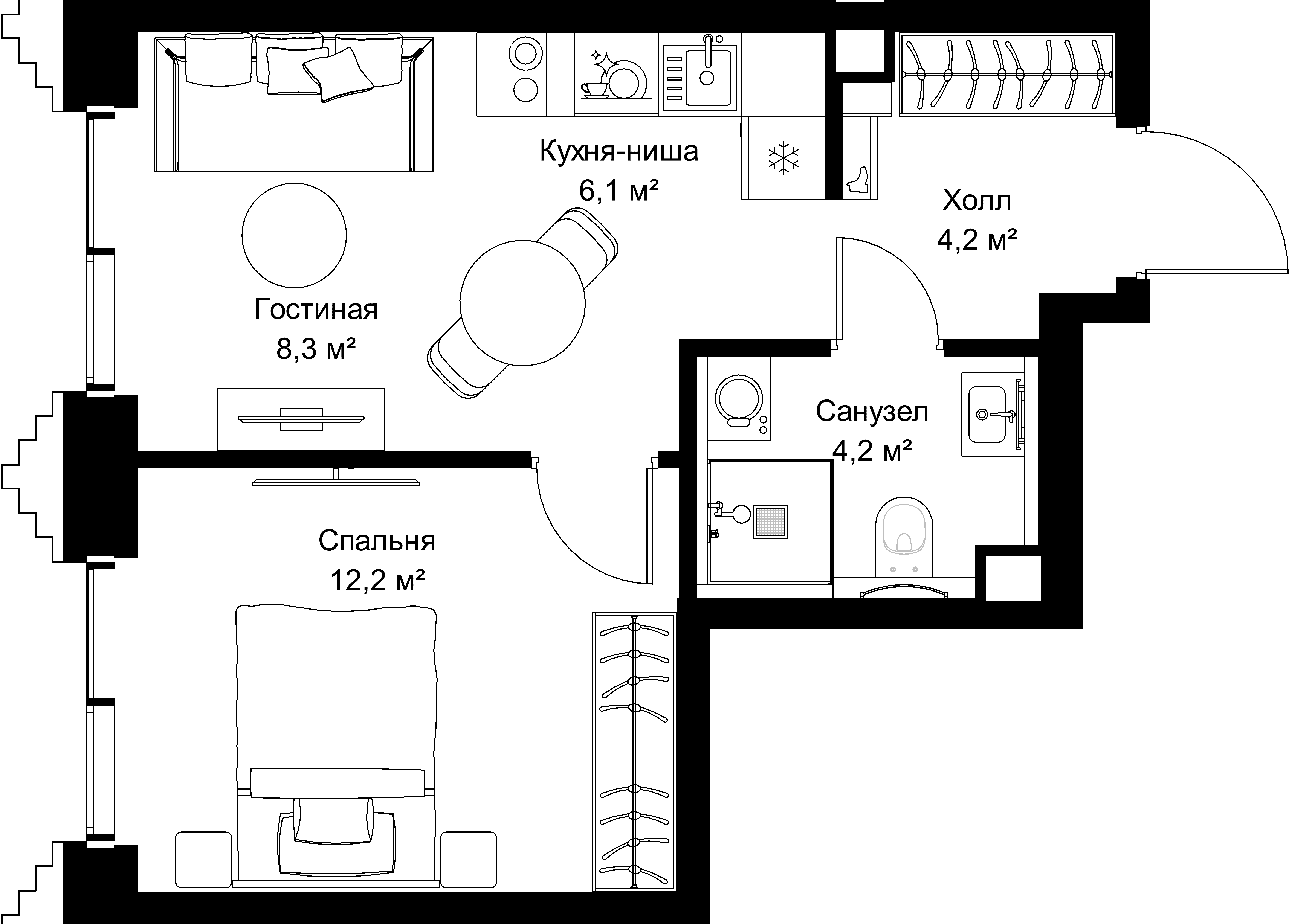 1-комнатная, 35 м² — 20 616 750 ₽