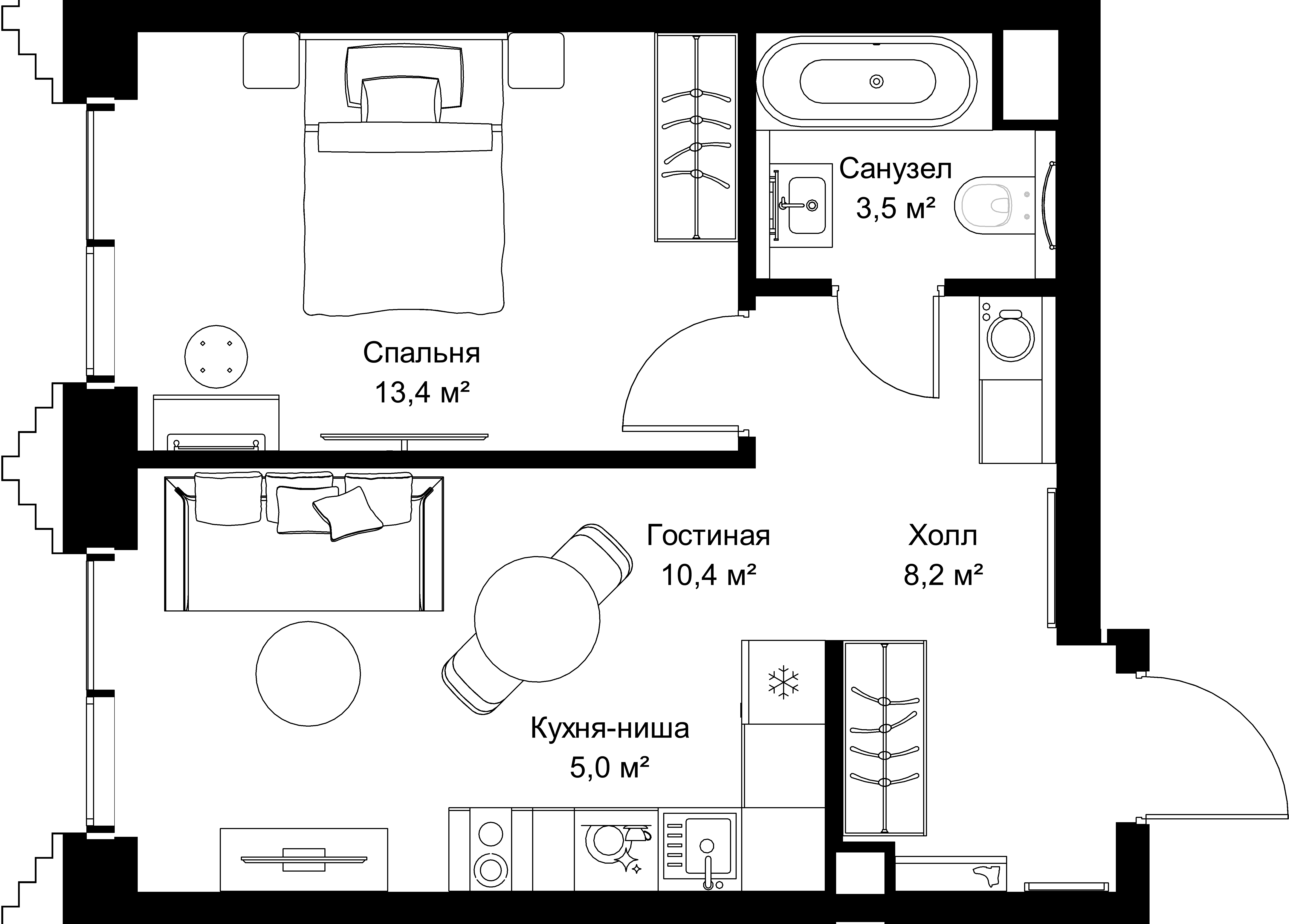 1-комнатная, 40,5 м² — 21 618 900 ₽
