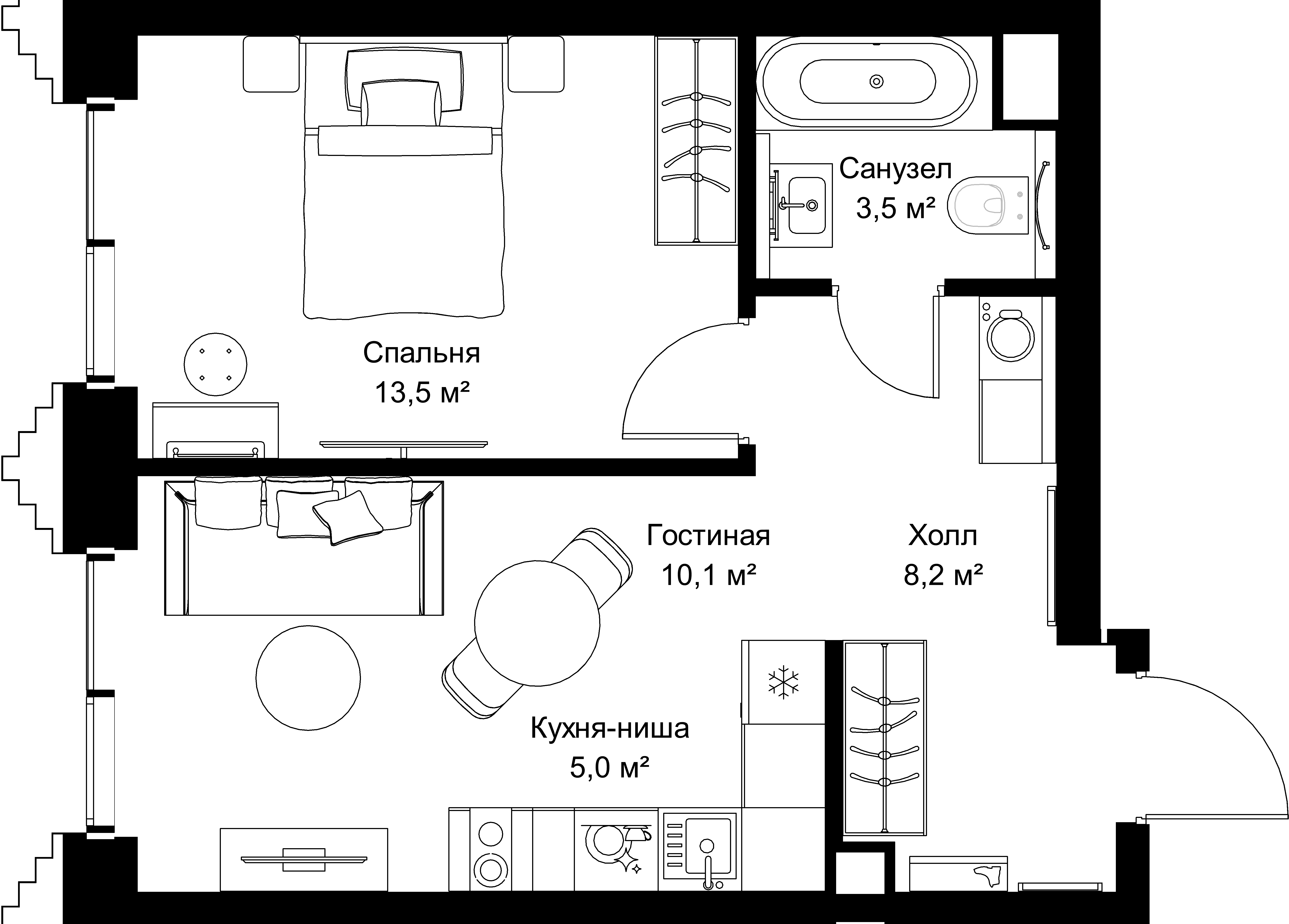 1-комнатная, 40,3 м² — 21 649 160 ₽