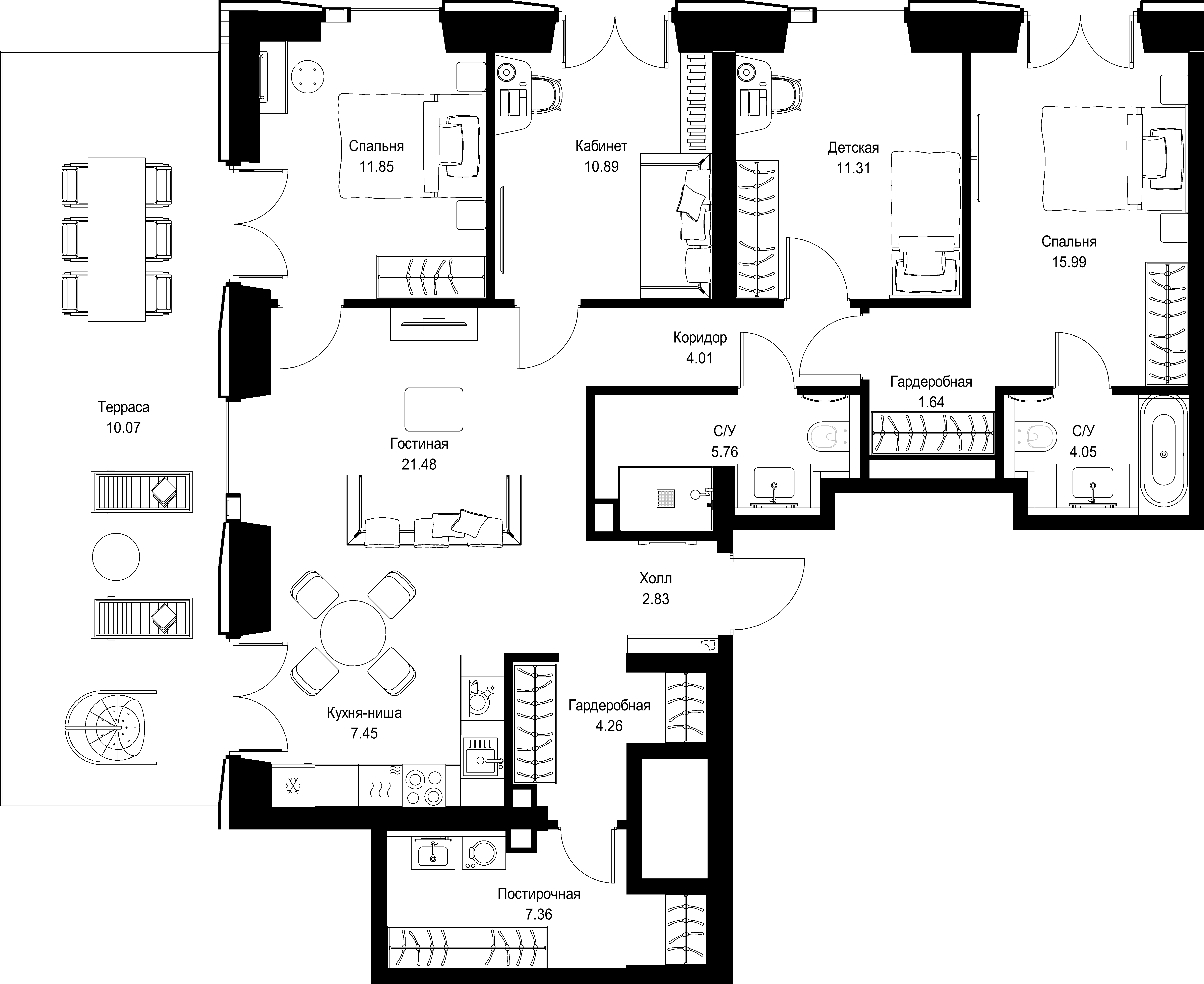 4-комнатная, 120,72 м² — 78 395 568 ₽