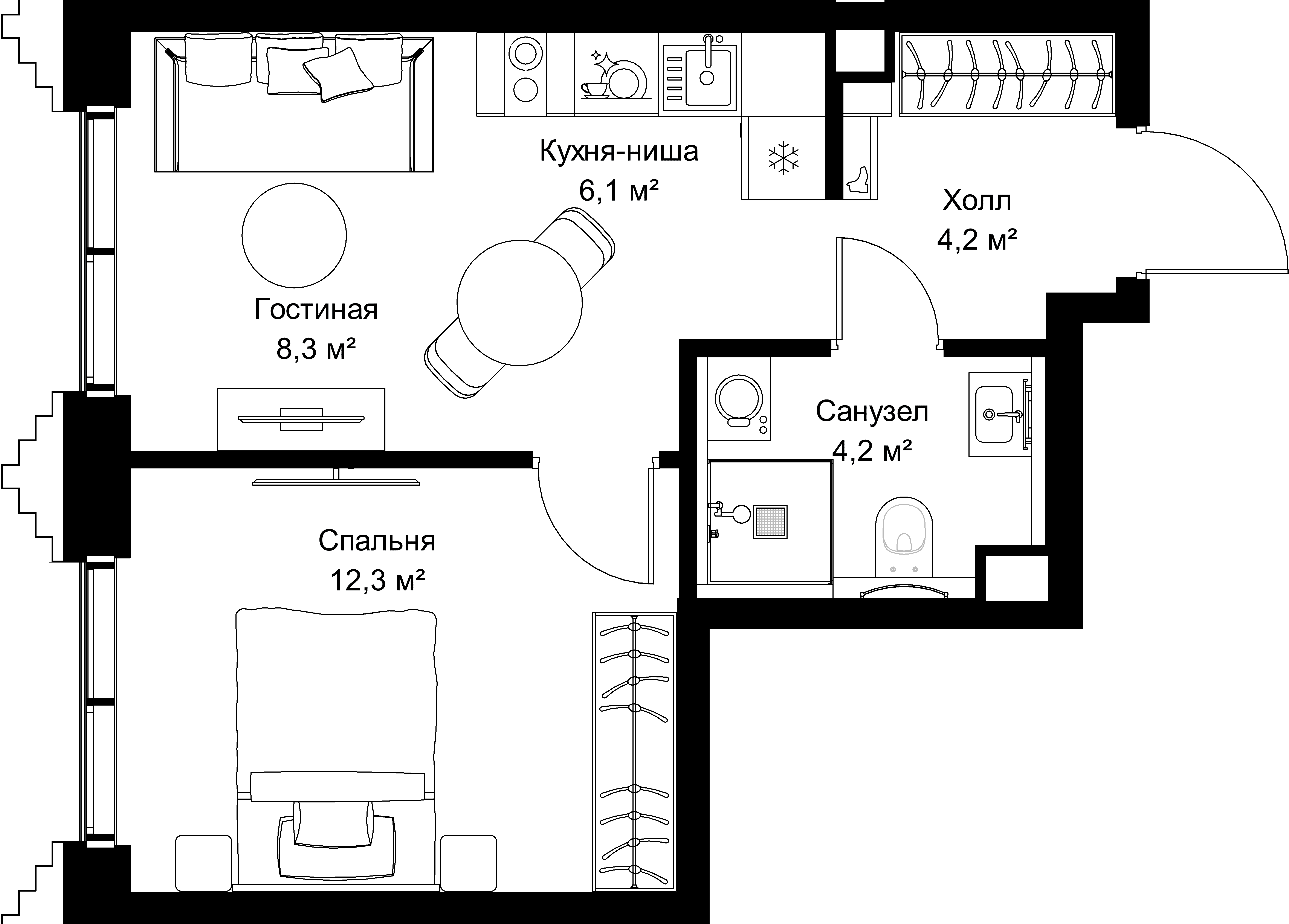 1-комнатная, 35,1 м² — 20 824 830 ₽