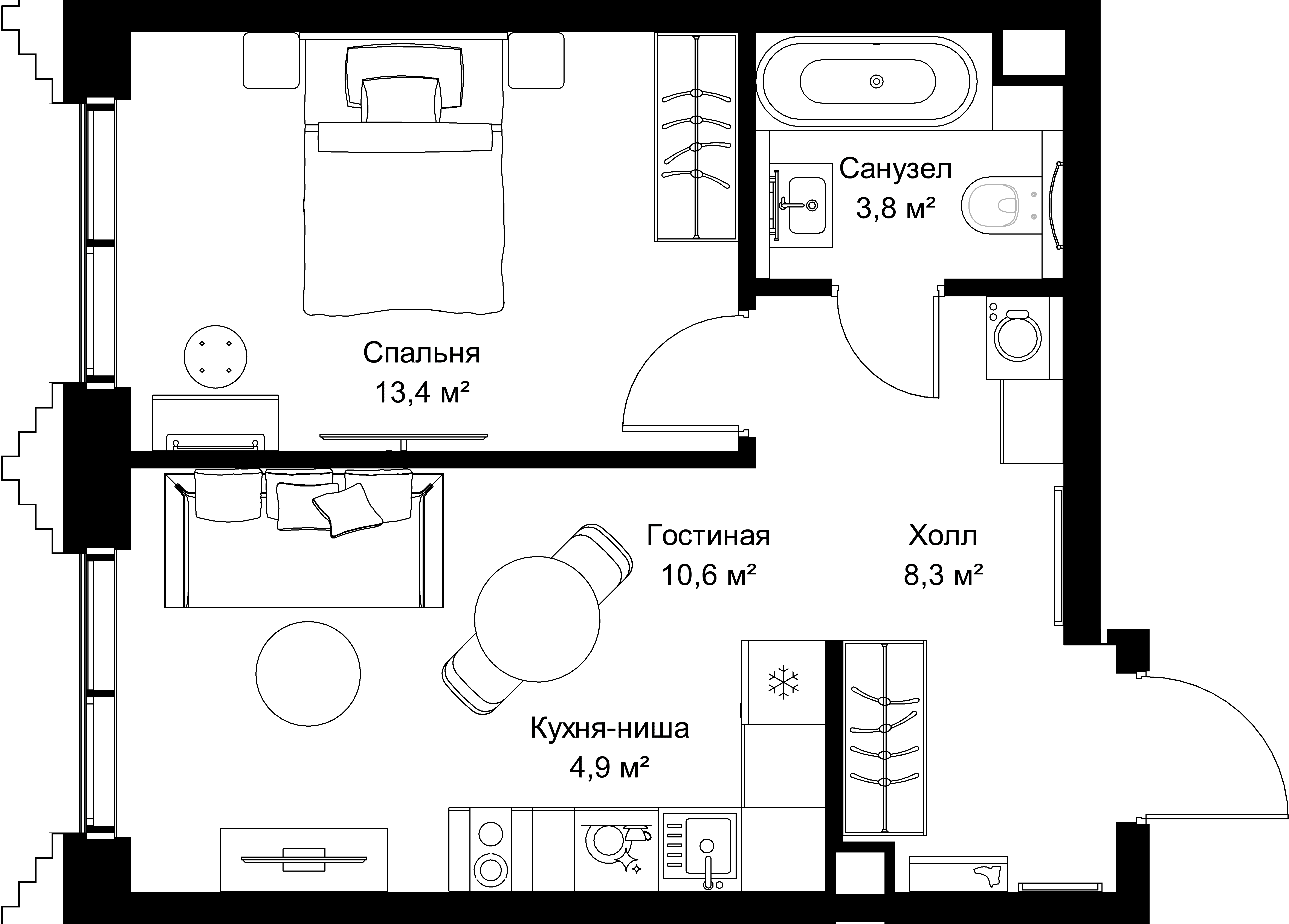 1-комнатная, 41 м² — 22 060 050 ₽