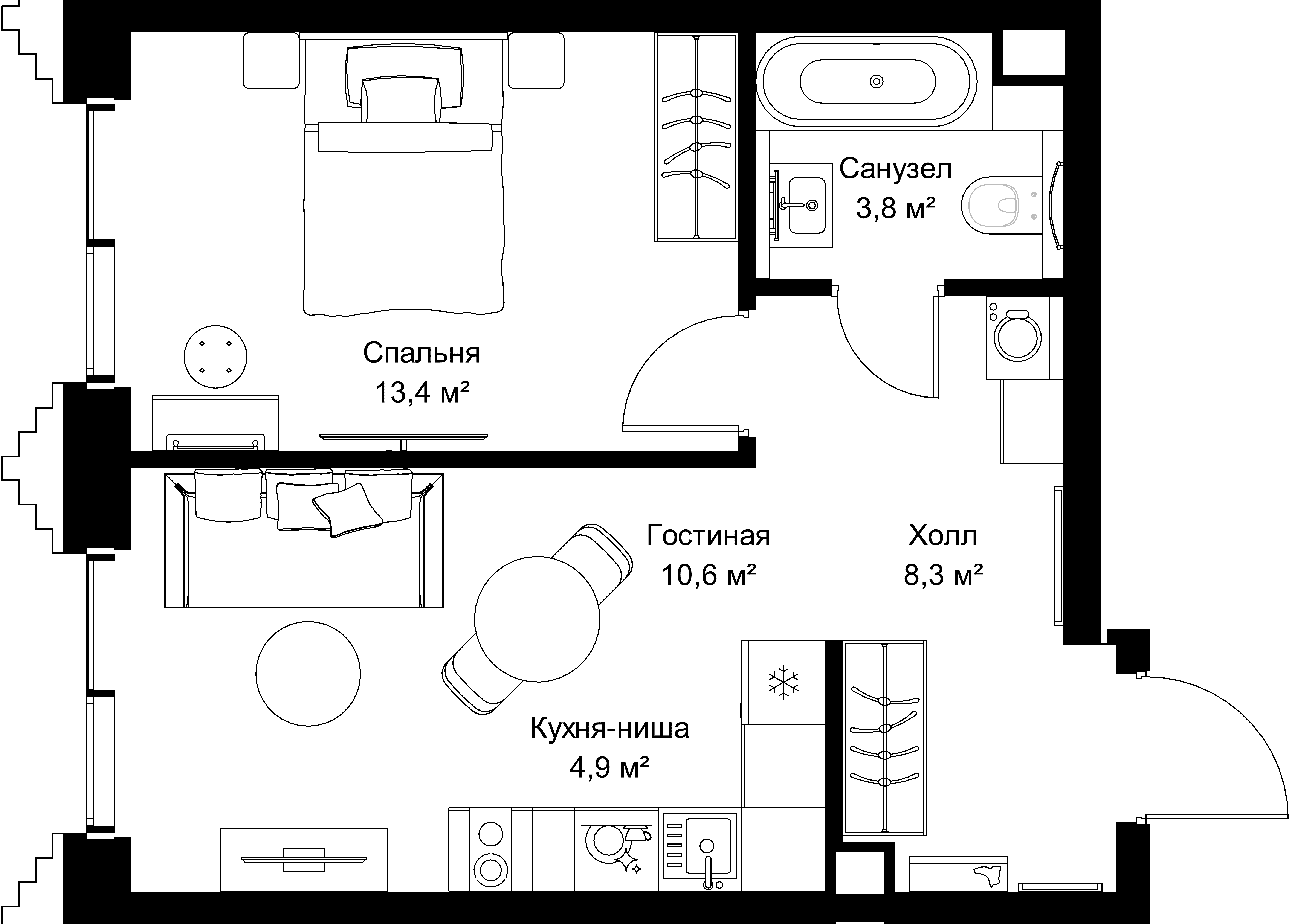 1-комнатная, 41 м² — 22 129 750 ₽