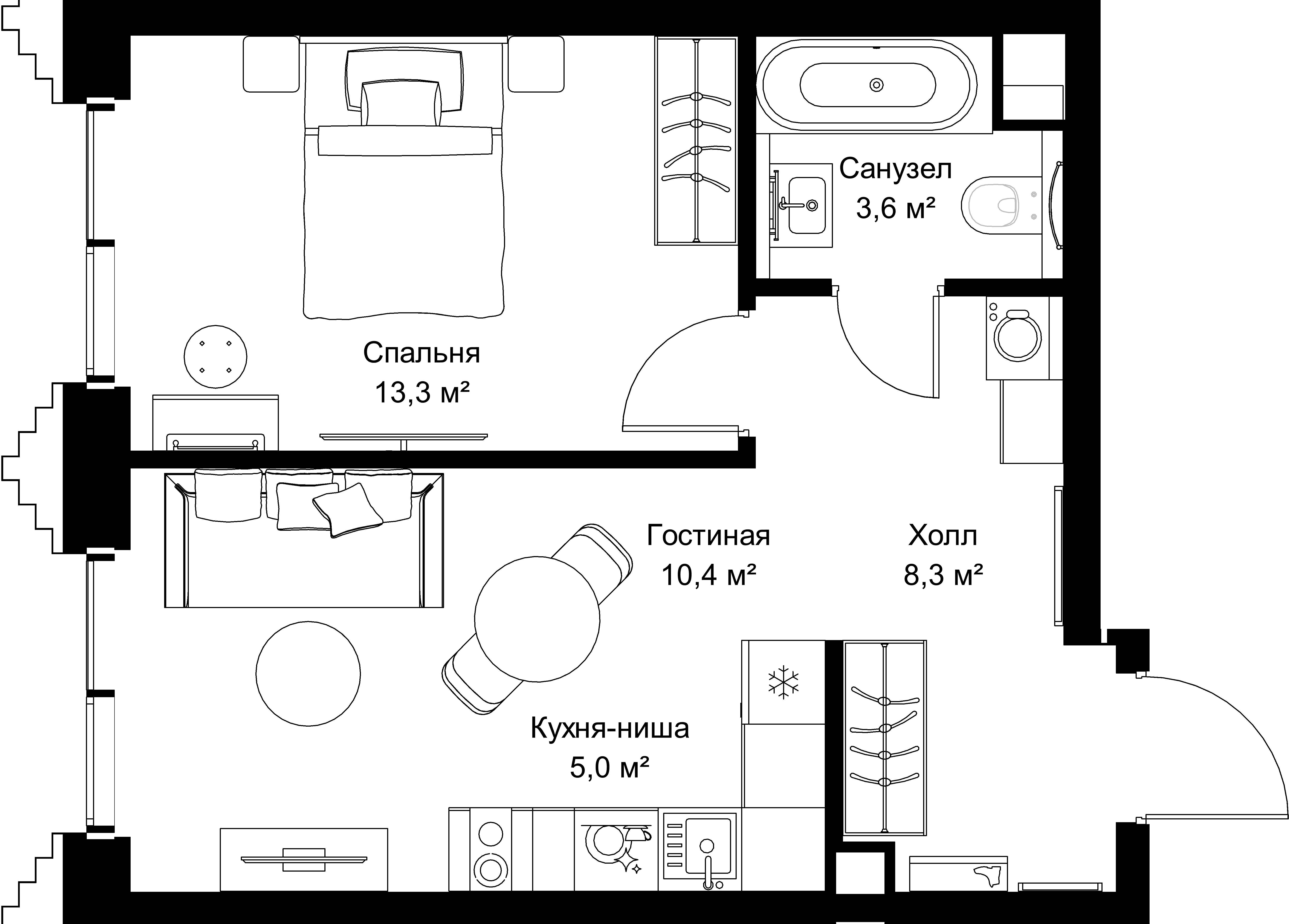 1-комнатная, 40,6 м² — 21 982 870 ₽