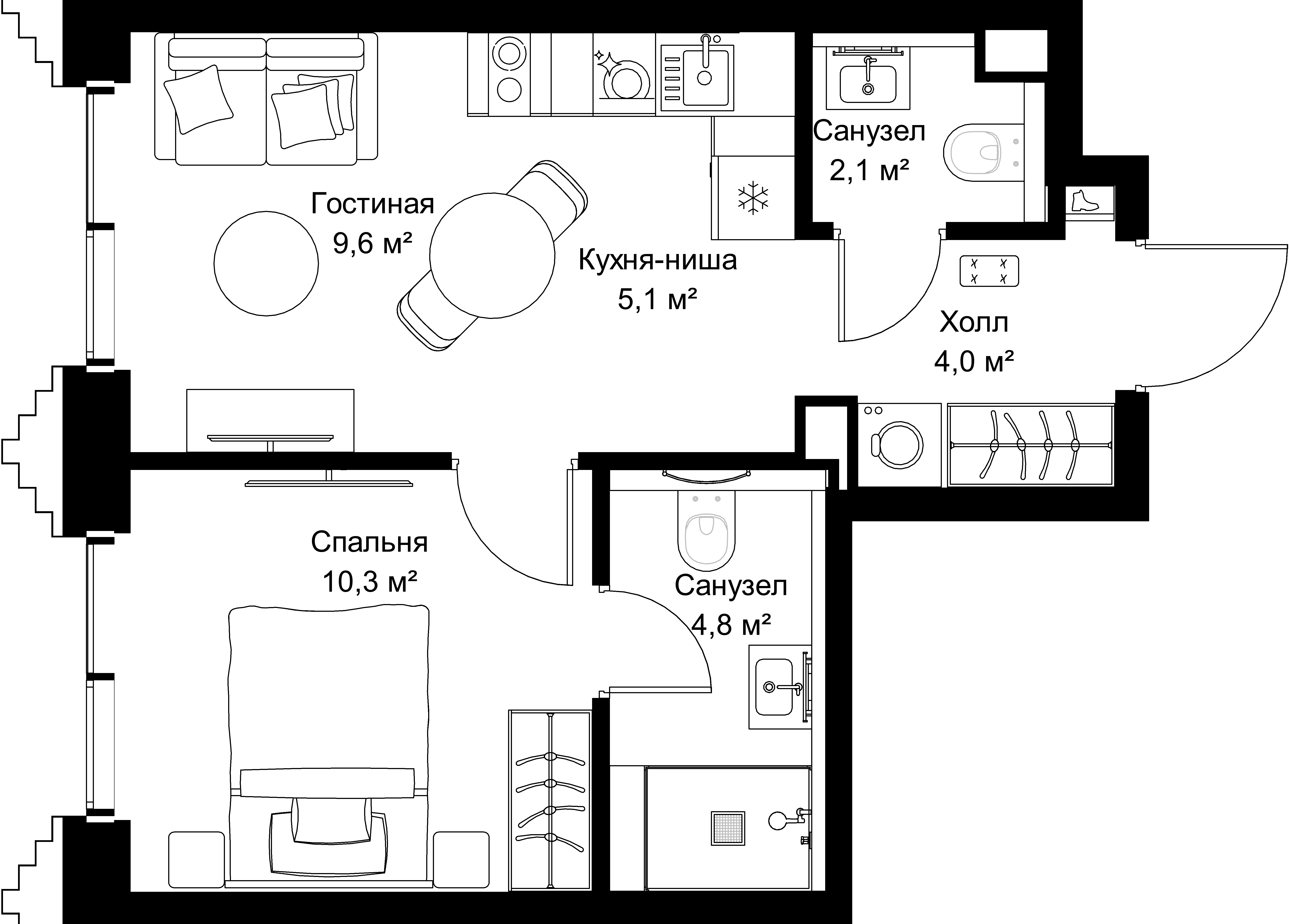 1-комнатная, 35,9 м² — 21 604 620 ₽