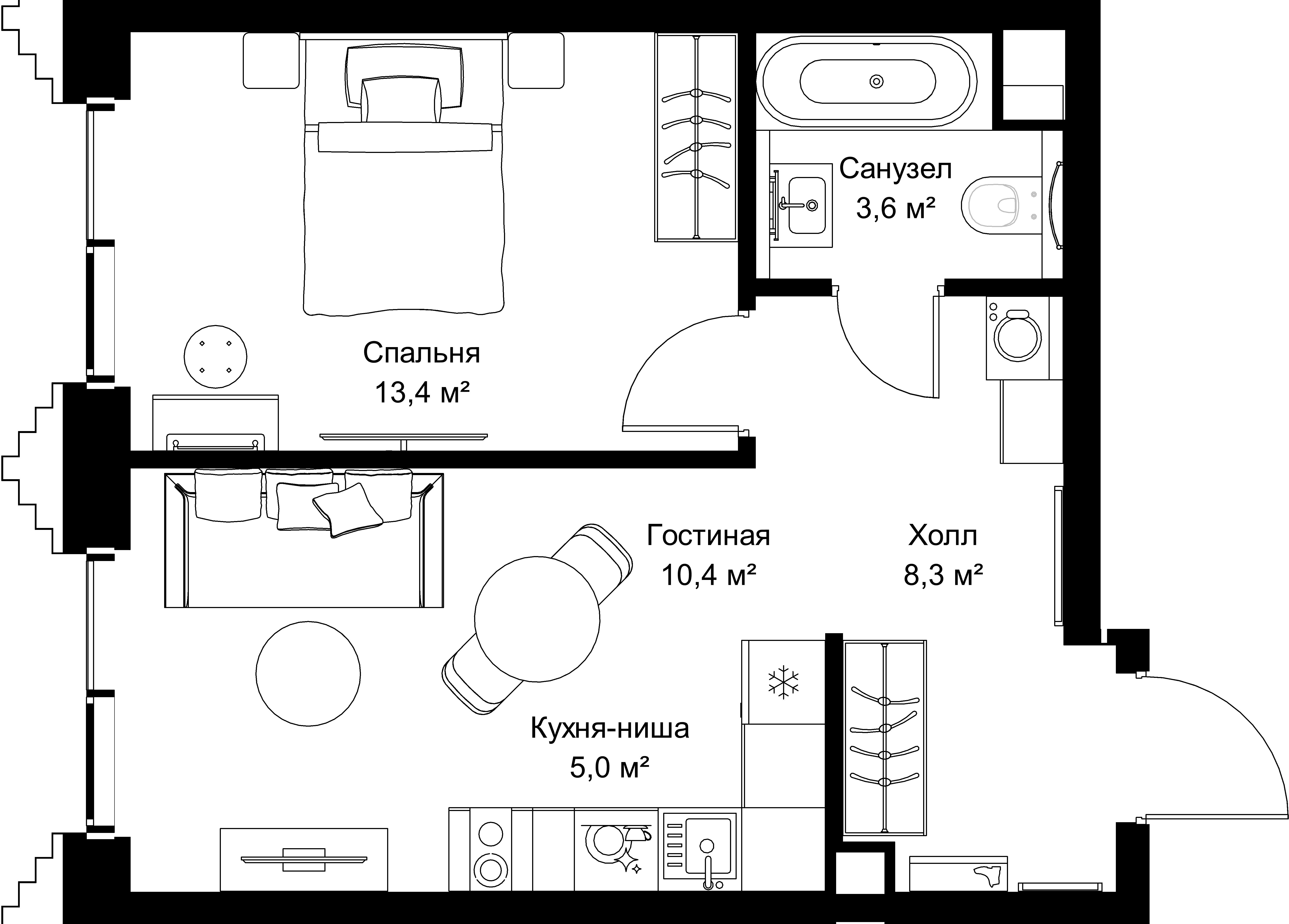 1-комнатная, 40,7 м² — 22 071 610 ₽