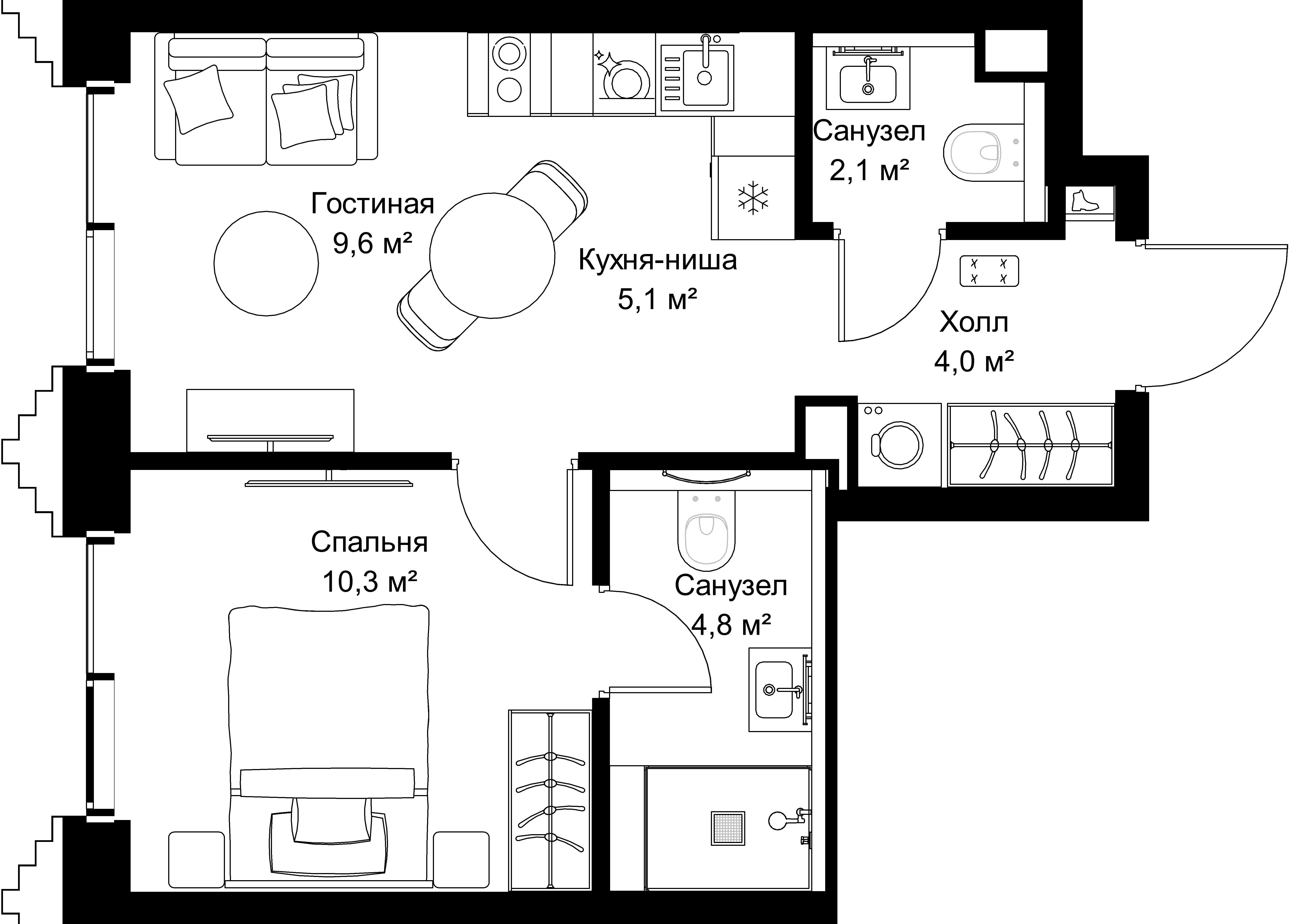 1-комнатная, 35,9 м² — 21 604 620 ₽