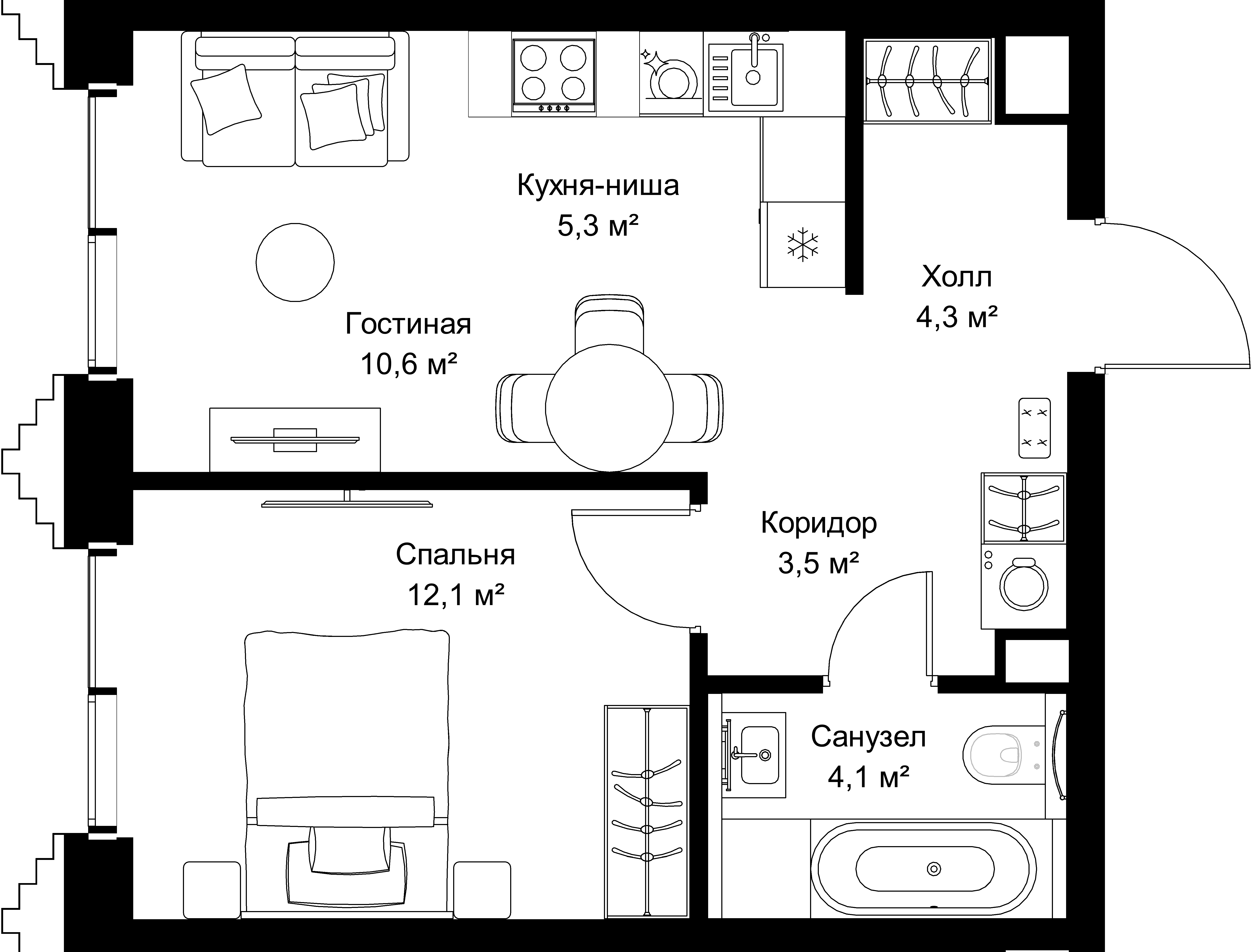 1-комнатная, 39,9 м² — 22 316 070 ₽
