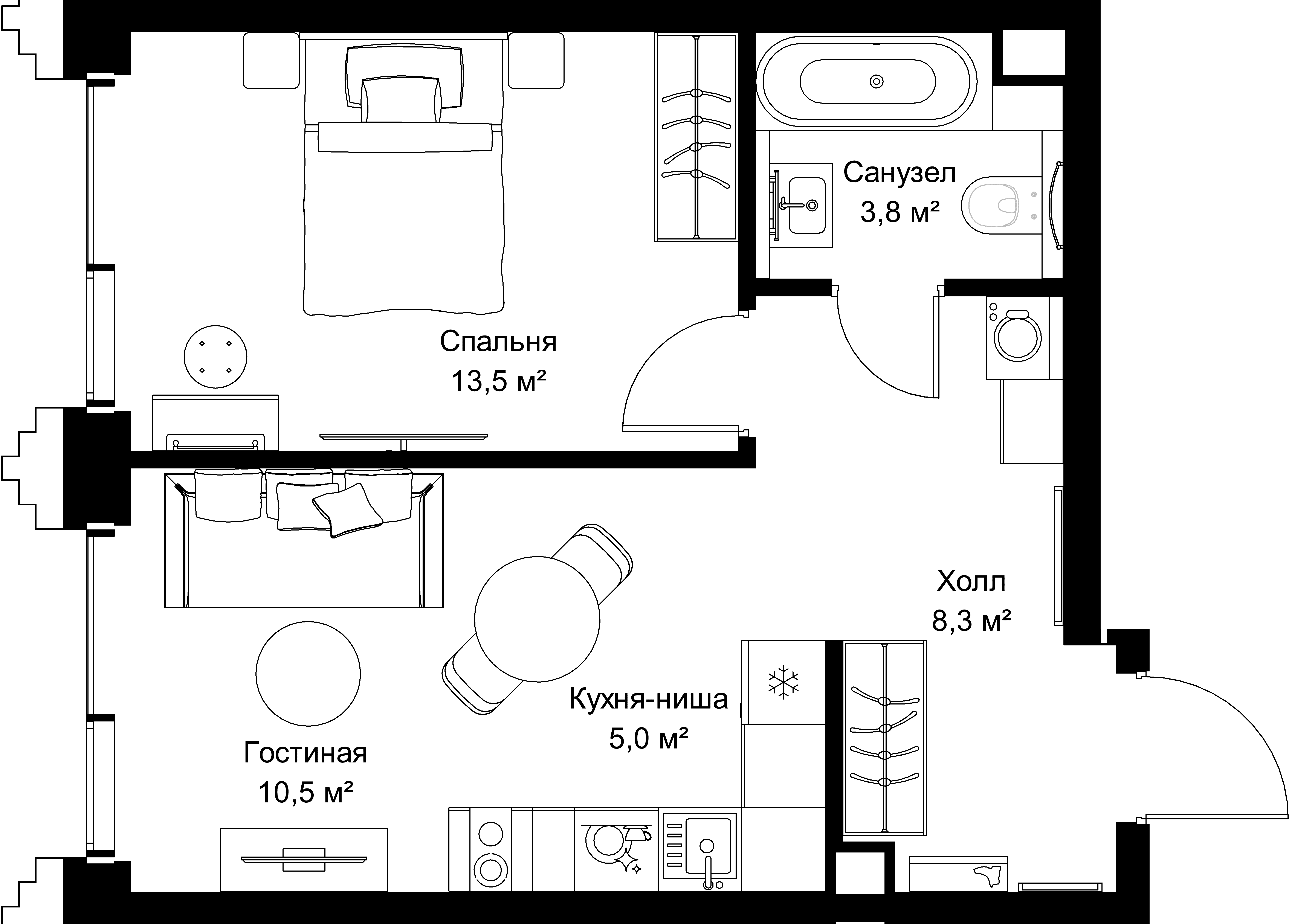 1-комнатная, 41,1 м² — 22 358 400 ₽