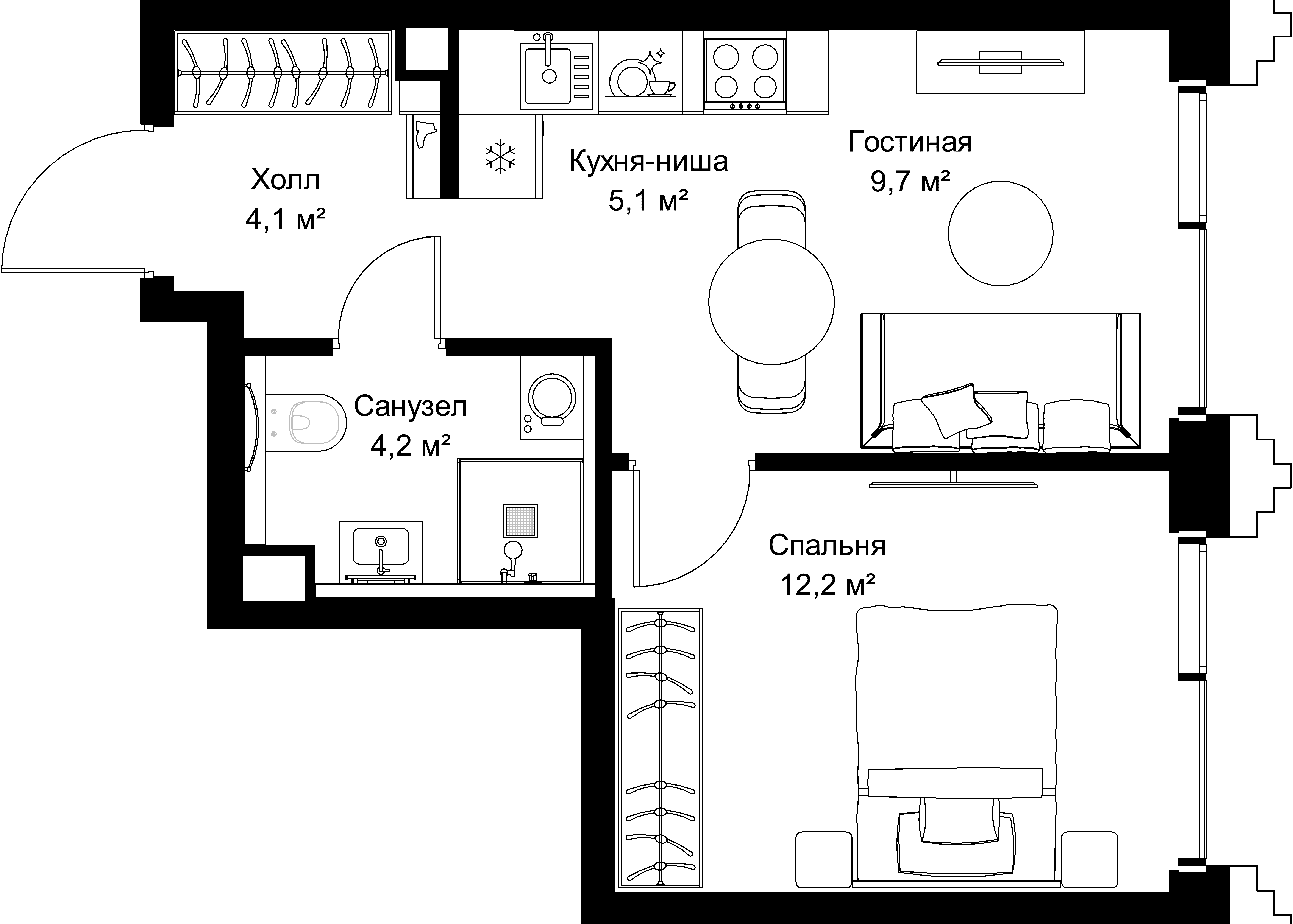1-комнатная, 35,3 м² — 22 353 725 ₽