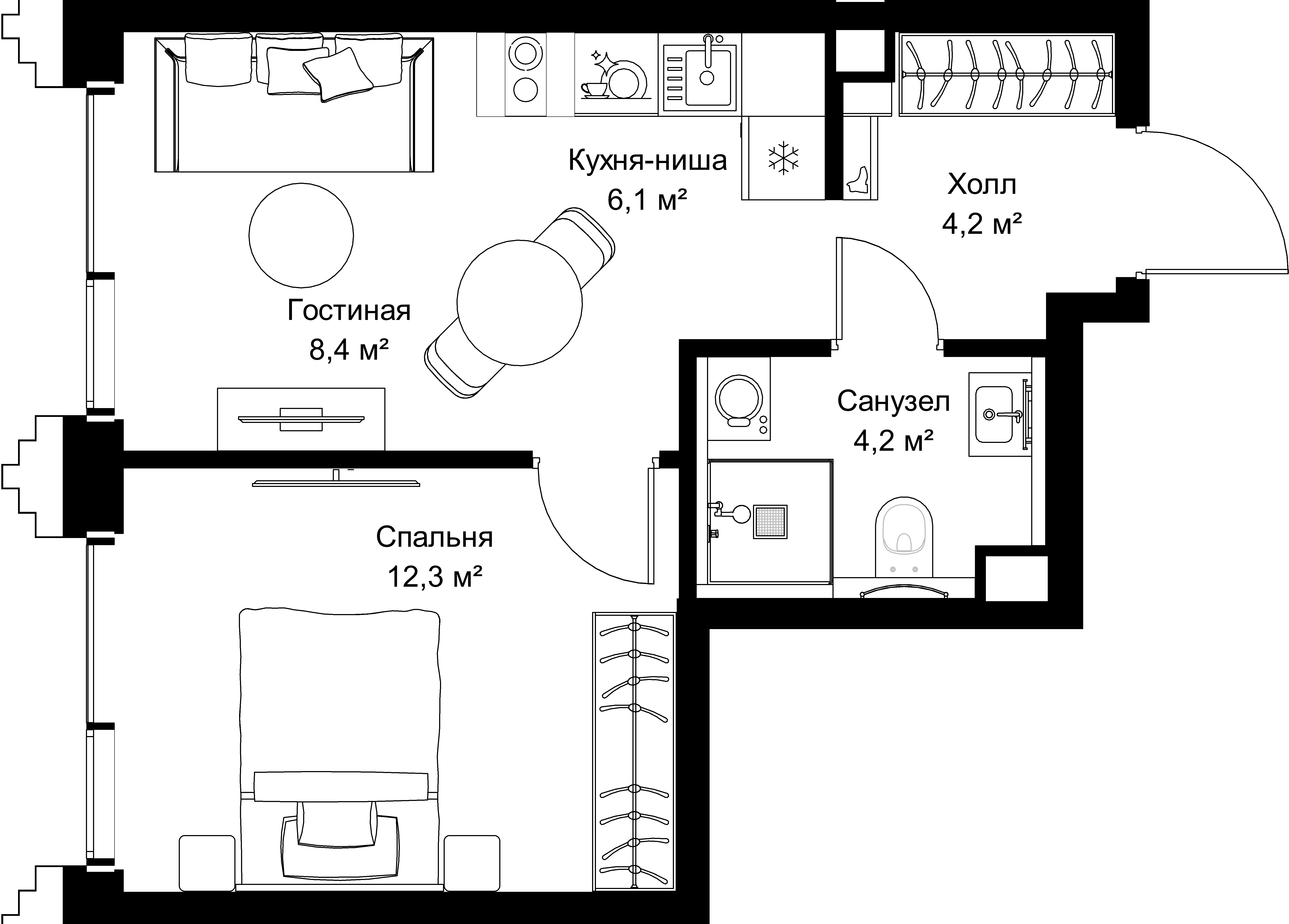 1-комнатная, 35,2 м² — 21 243 200 ₽