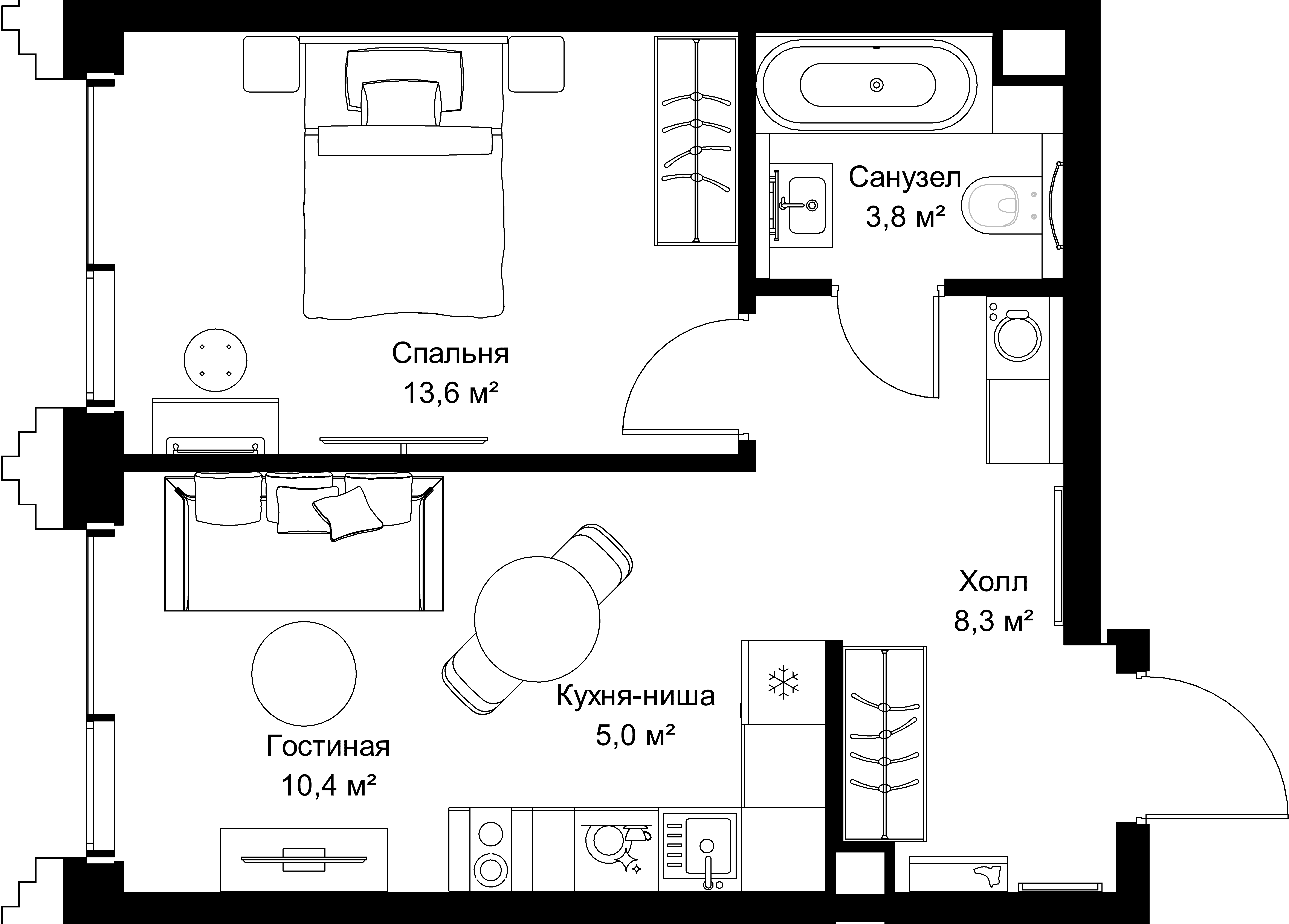 1-комнатная, 41,1 м² — 22 498 140 ₽