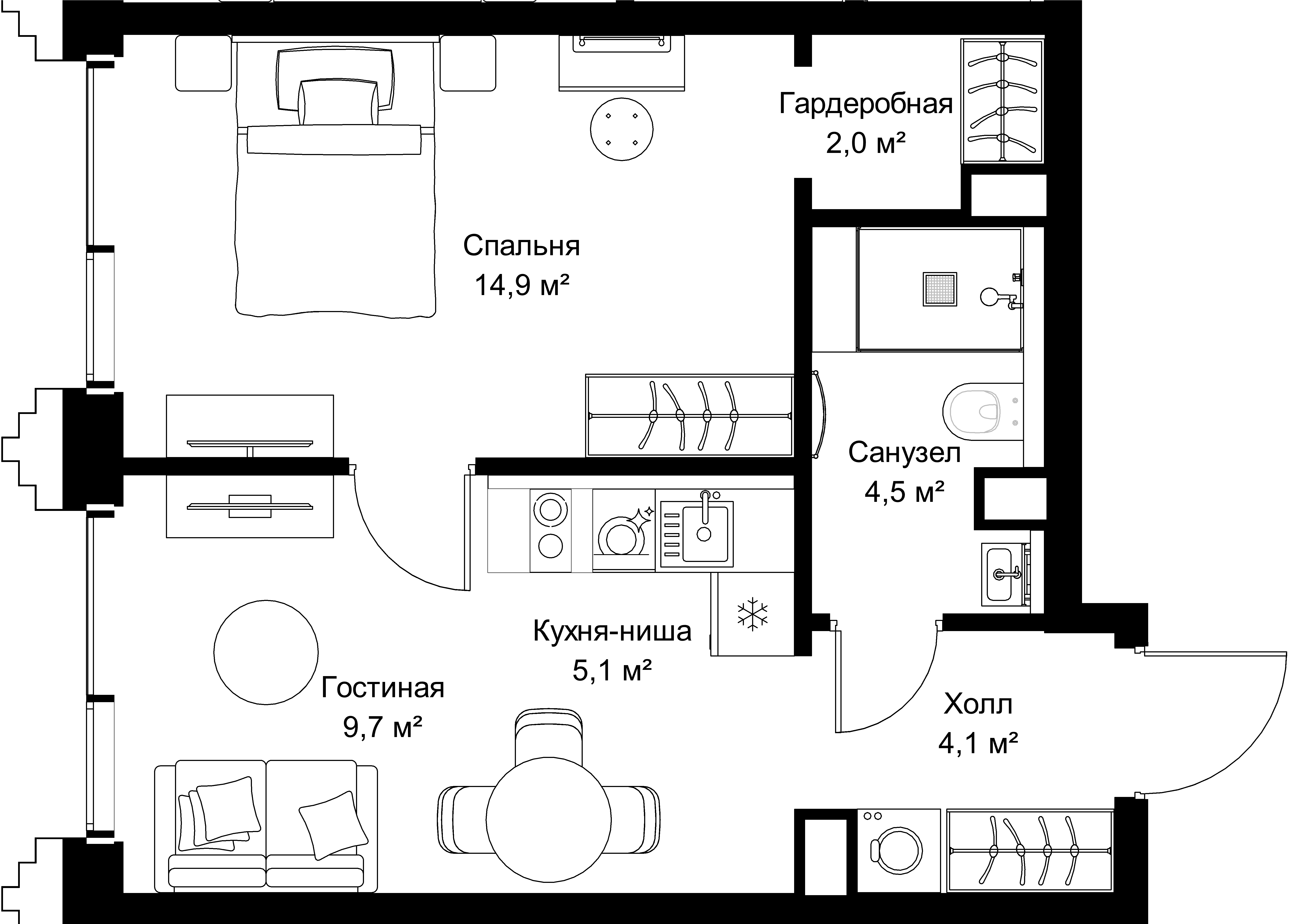 1-комнатная, 40,3 м² — 21 923 200 ₽