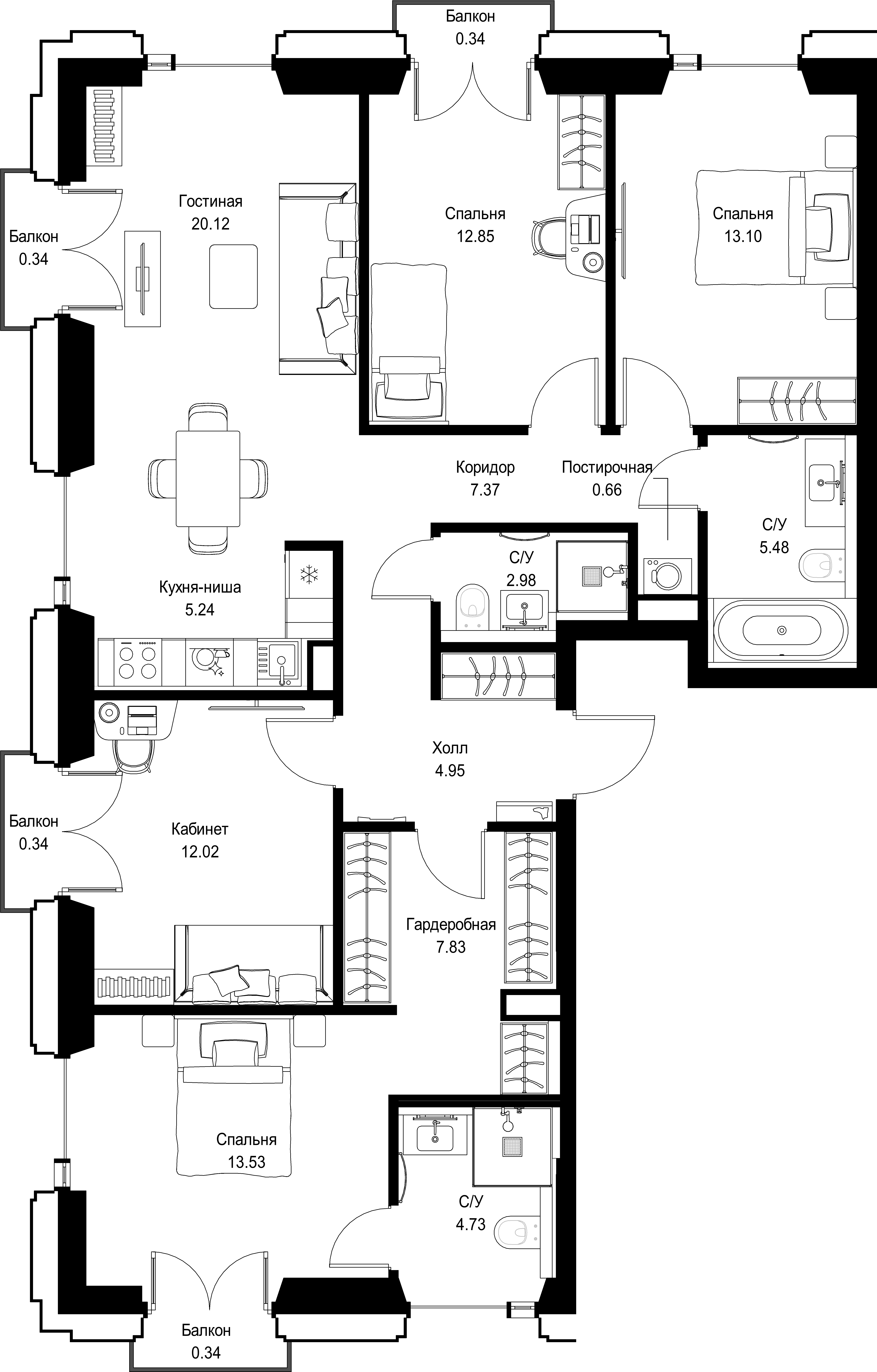 4-комнатная, 112,22 м² — 51 795 141 ₽
