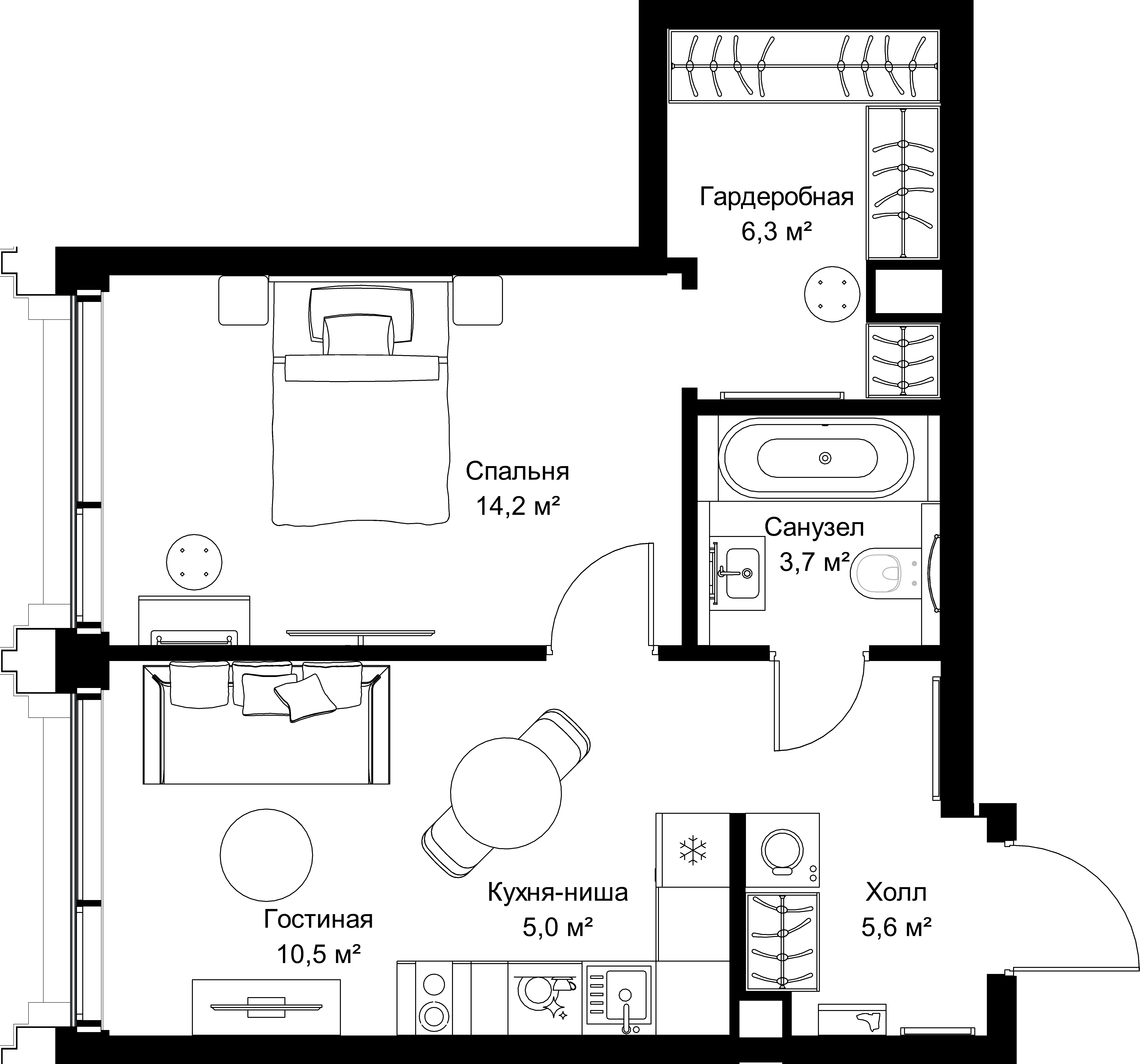 1-комнатная, 45,3 м² — 24 181 140 ₽