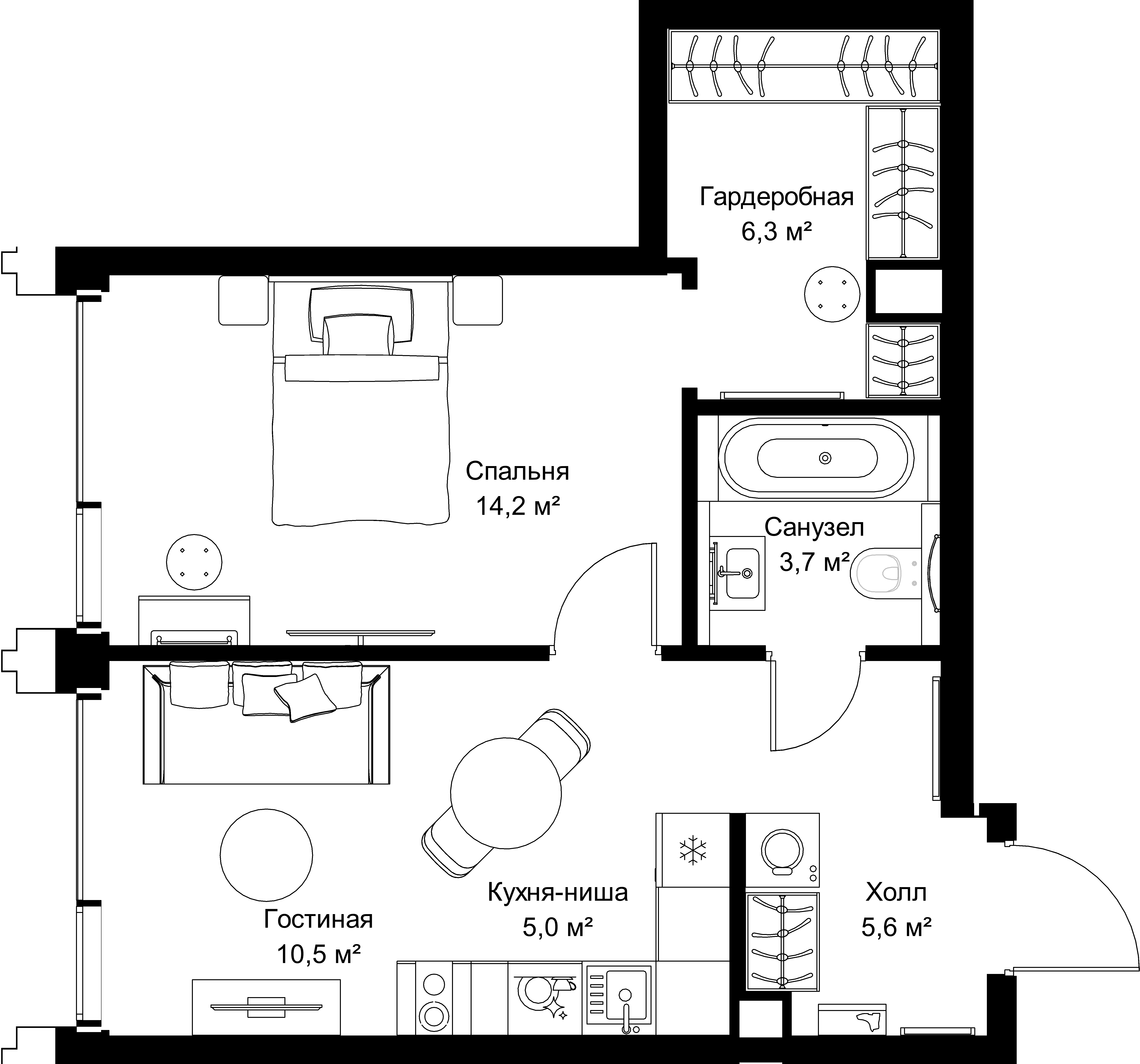 1-комнатная, 45,3 м² — 24 258 150 ₽