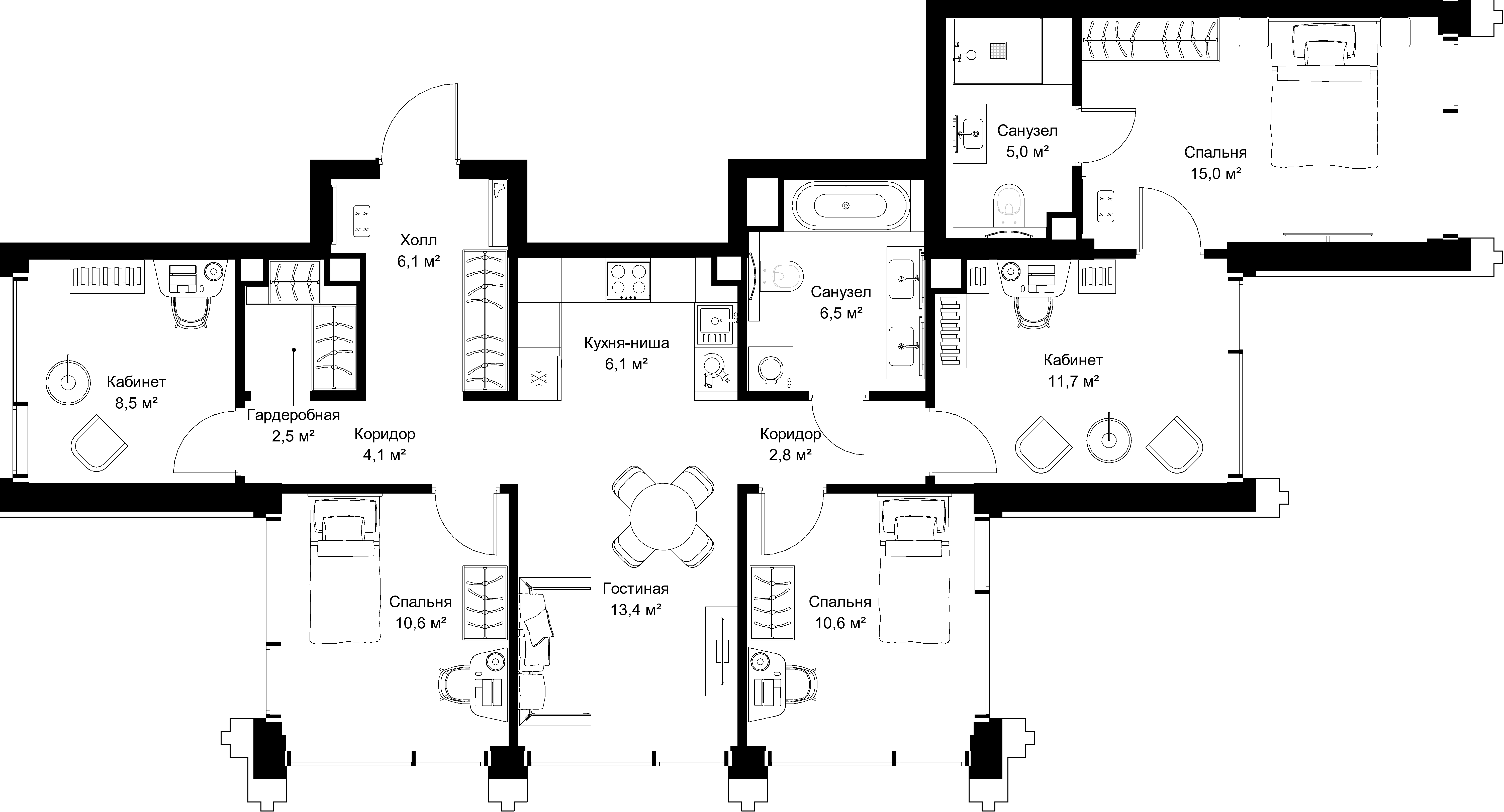 5-комнатная, 102,9 м² — 59 913 525 ₽