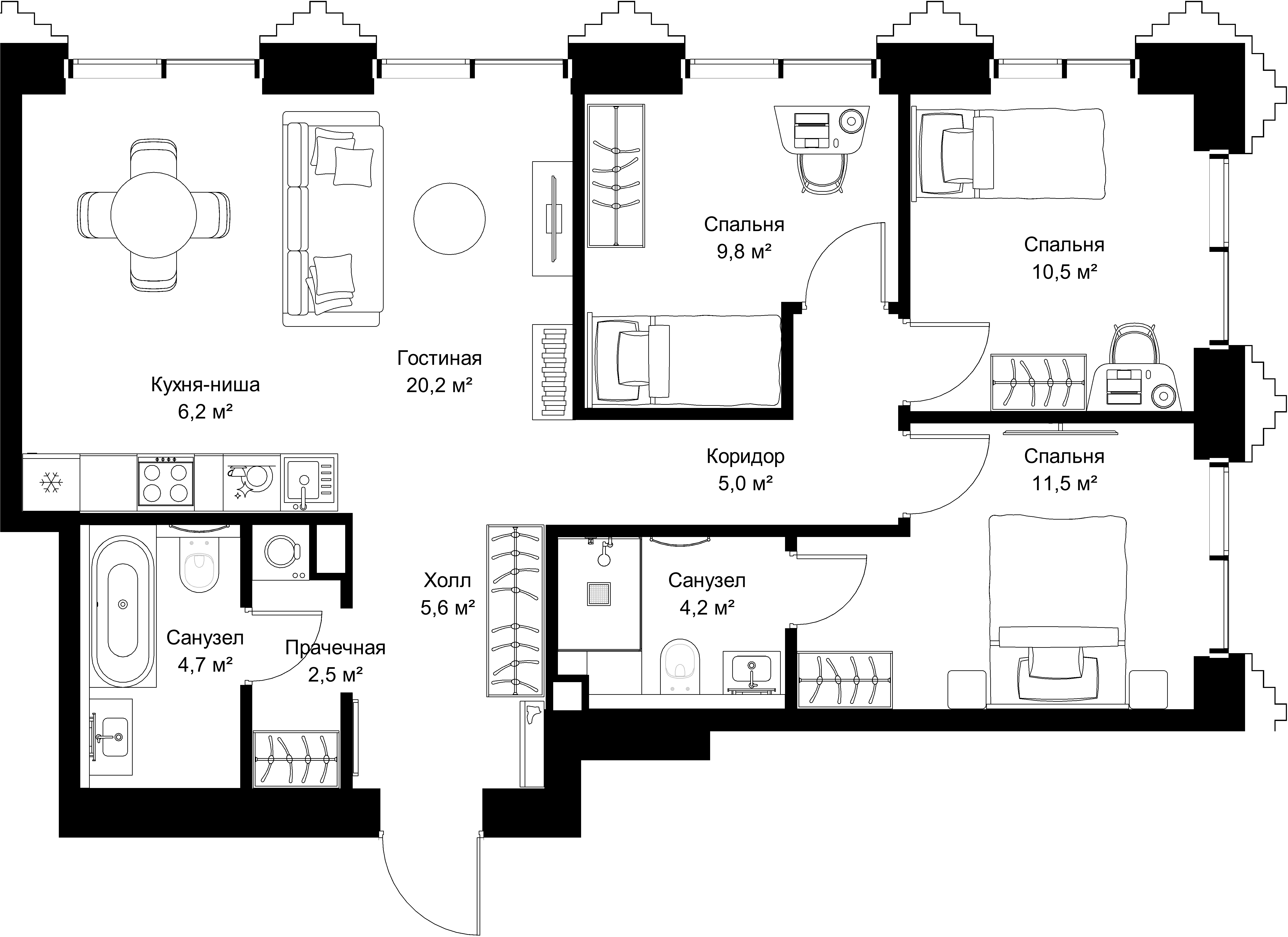 3-комнатная, 80,2 м² — 38 516 050 ₽