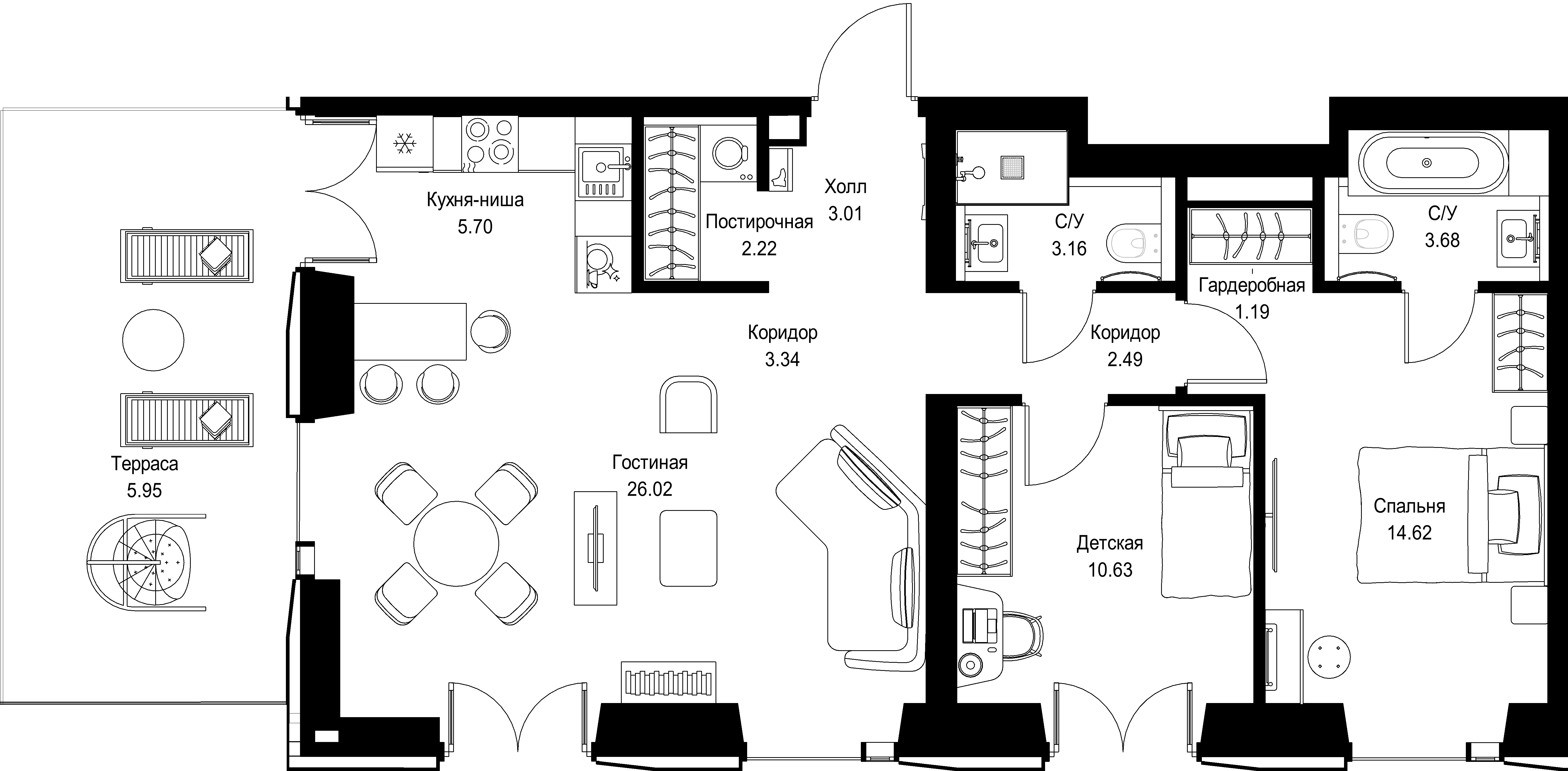 2-комнатная, 82,78 м² — 53 757 332 ₽