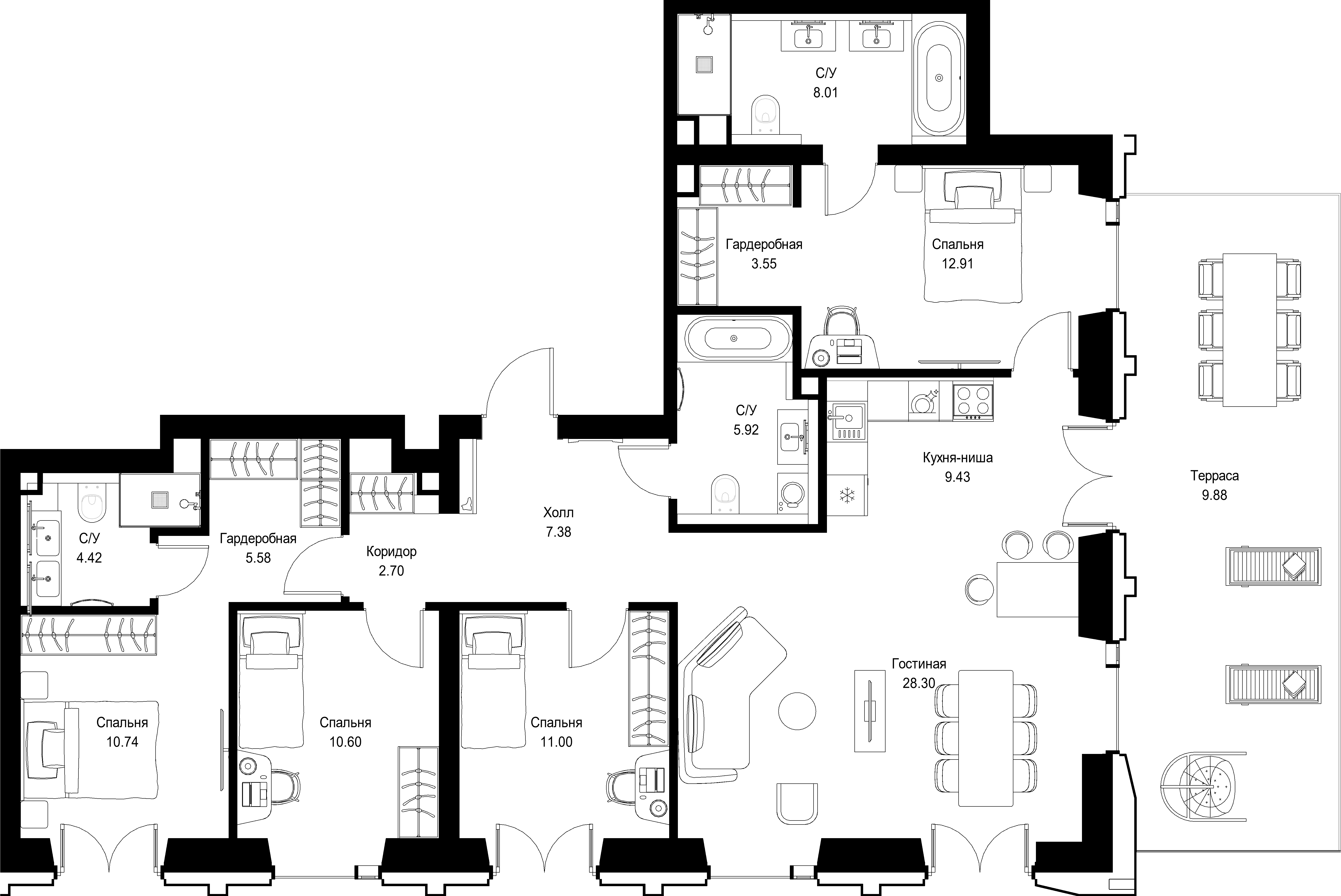 4-комнатная, 132,19 м² — 84 720 571 ₽