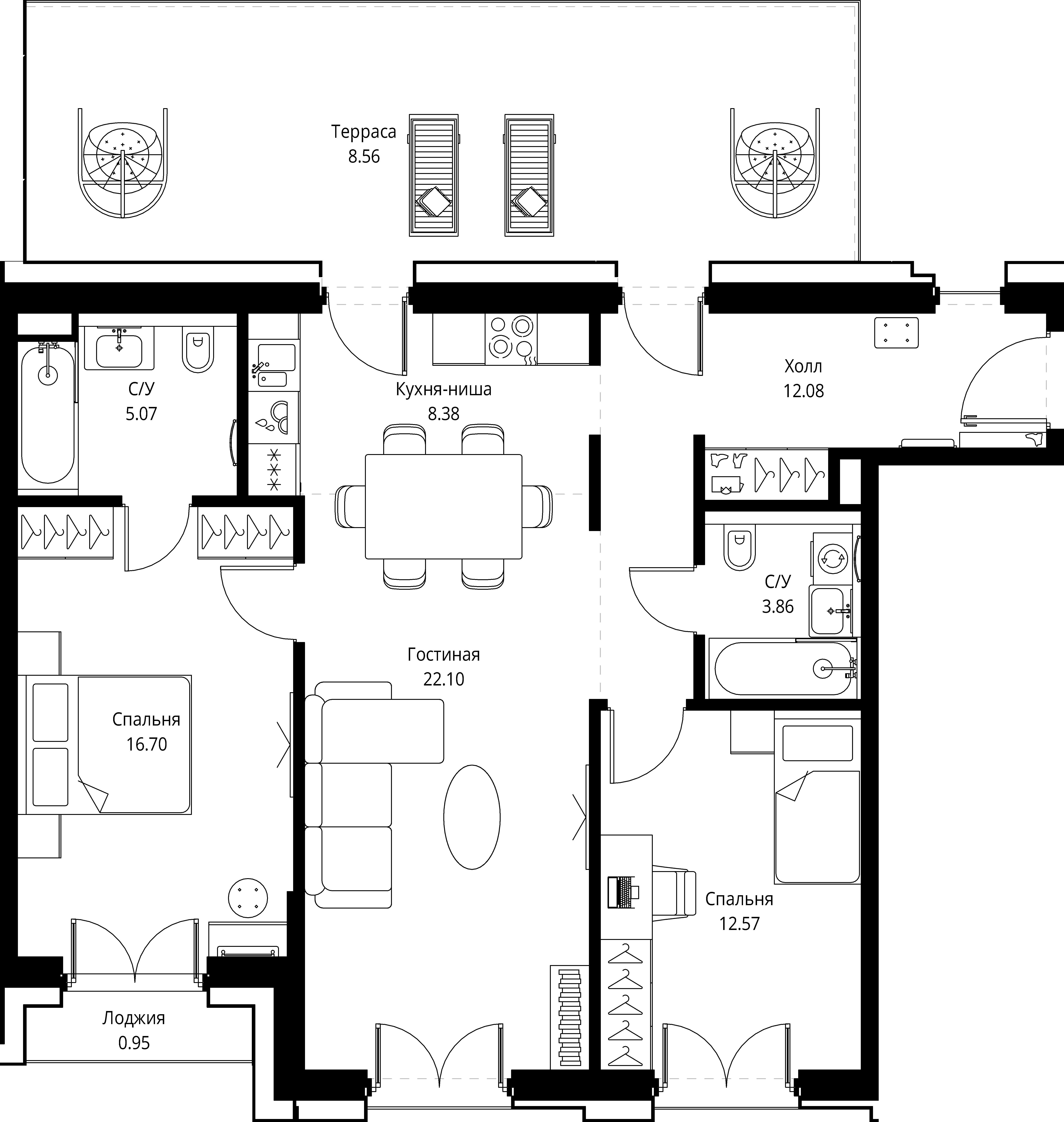2-комнатная, 90,27 м² — 60 923 223 ₽