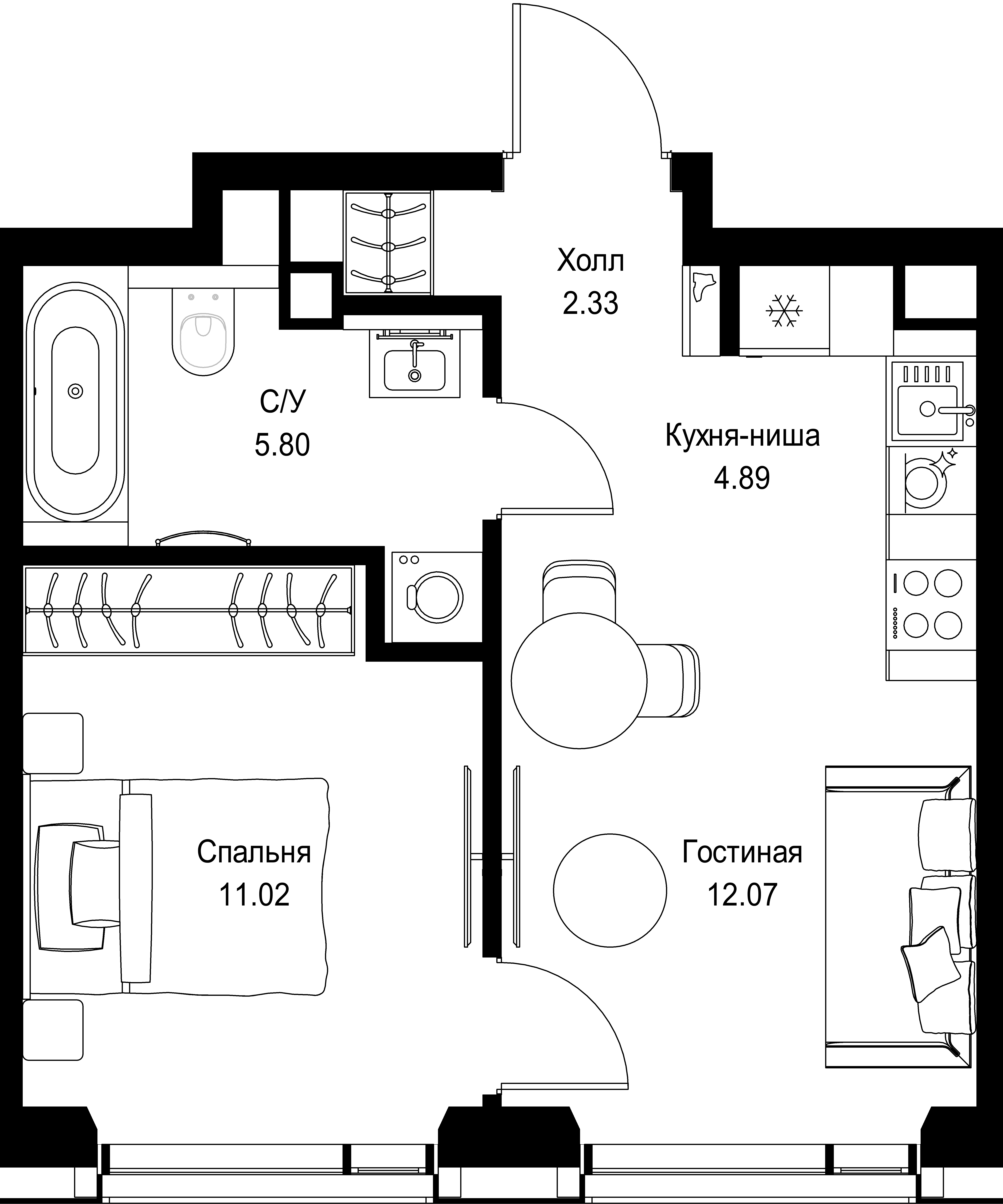 1-комнатная, 36,11 м² — 20 595 338 ₽