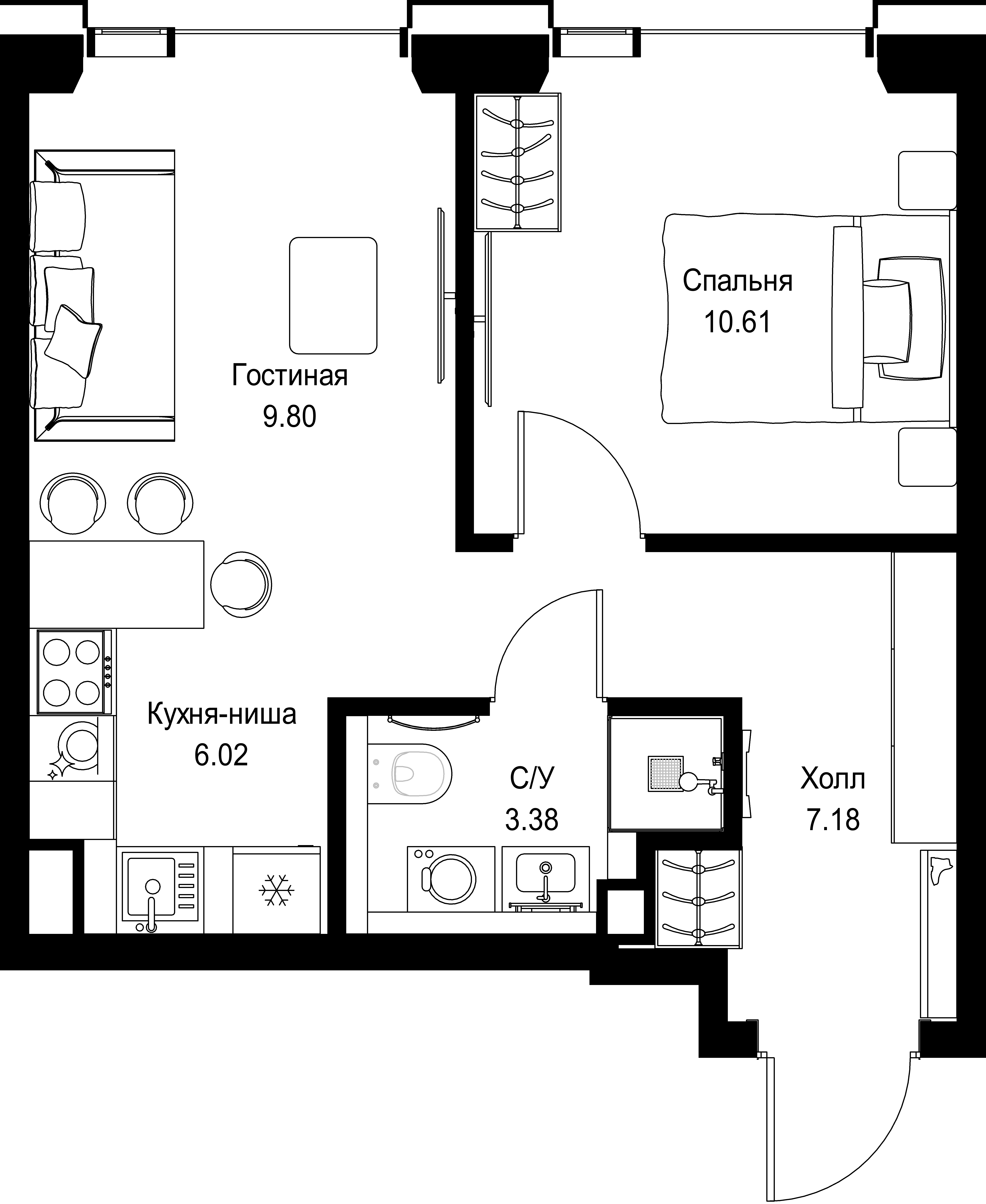 1-комнатная, 36,99 м² — 20 059 677 ₽