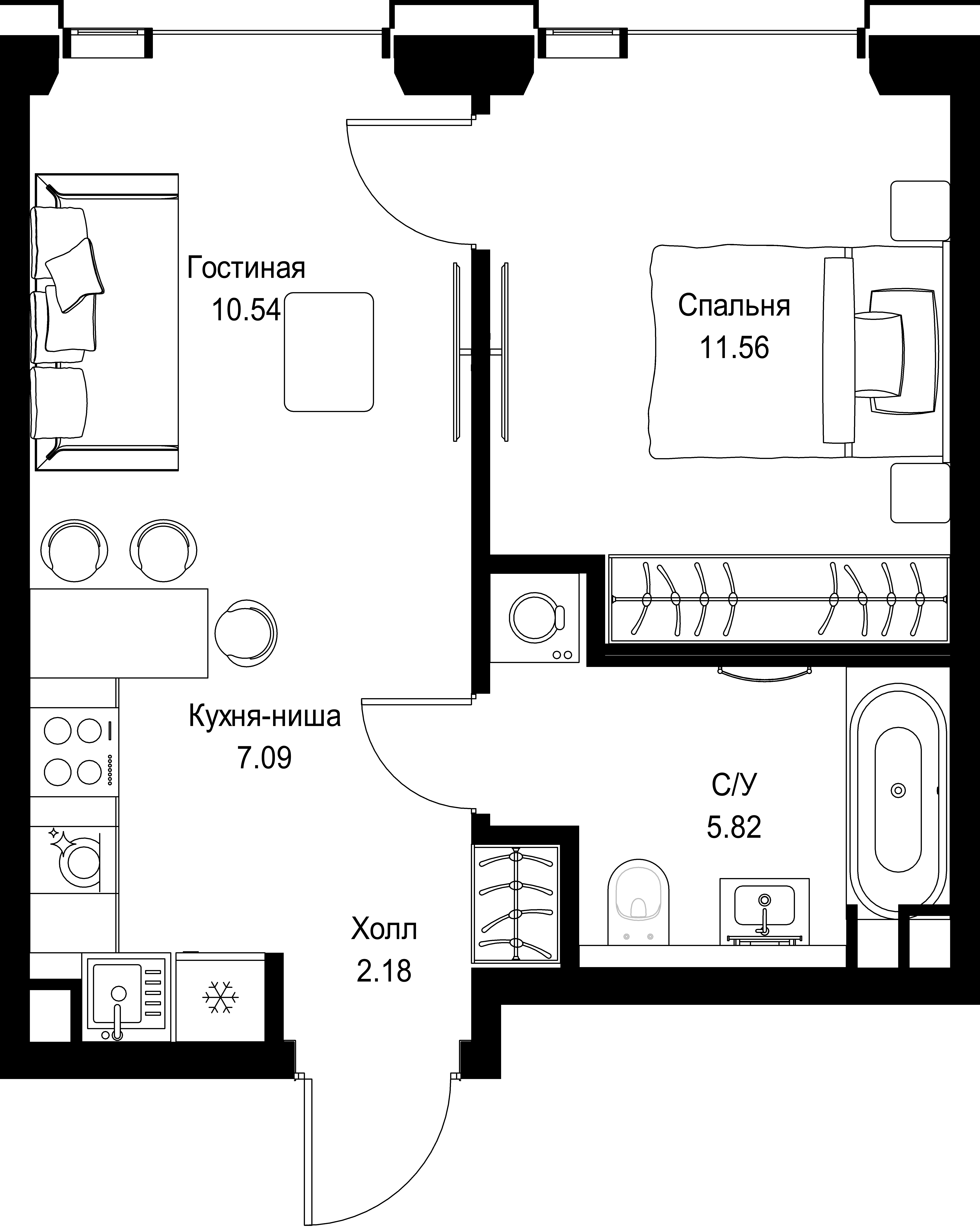 1-комнатная, 37,19 м² — 20 168 137 ₽