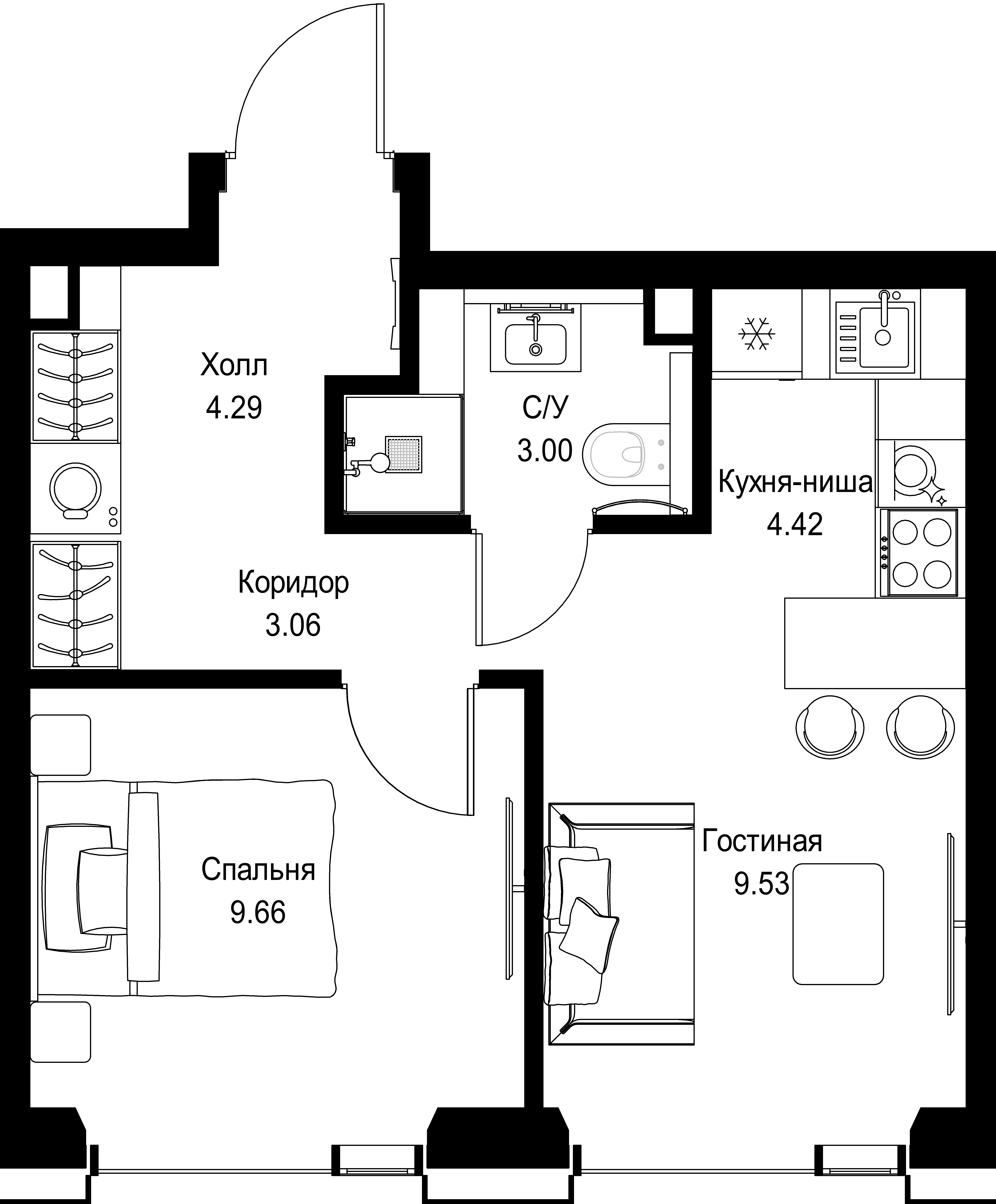 1-комнатная, 33,96 м² — 19 946 406 ₽