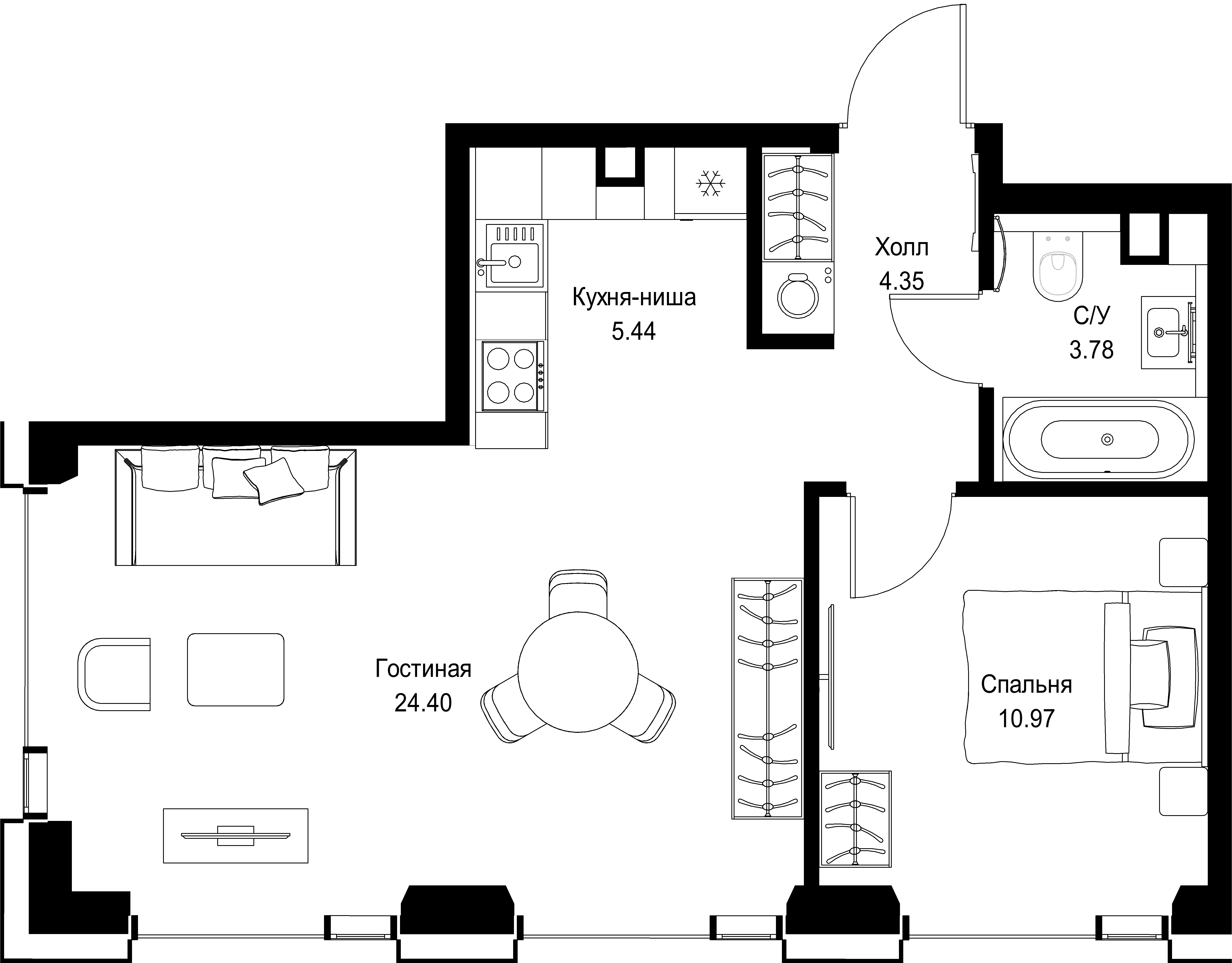 1-комнатная, 48,94 м² — 28 037 726 ₽