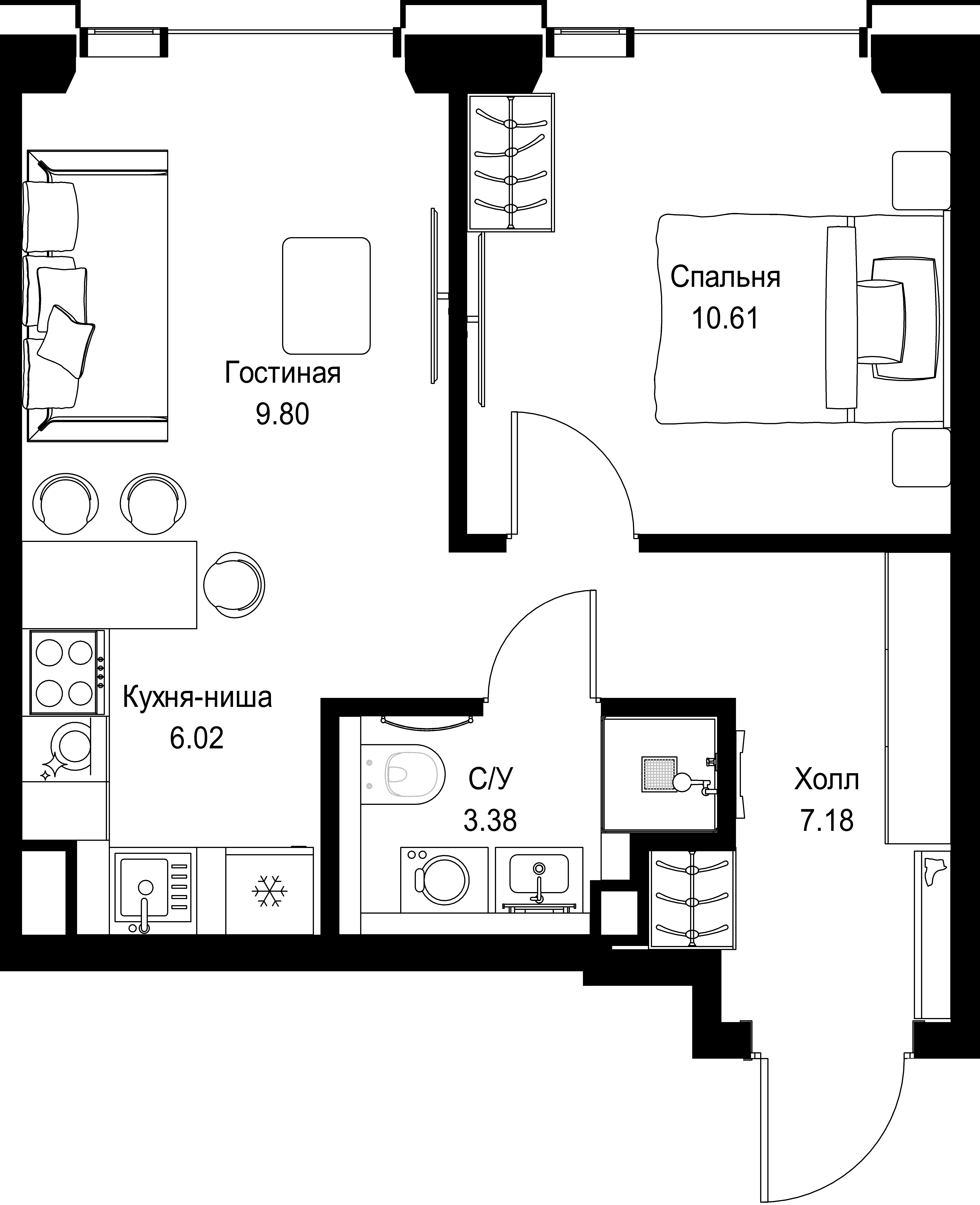 1-комнатная, 36,99 м² — 20 091 118 ₽