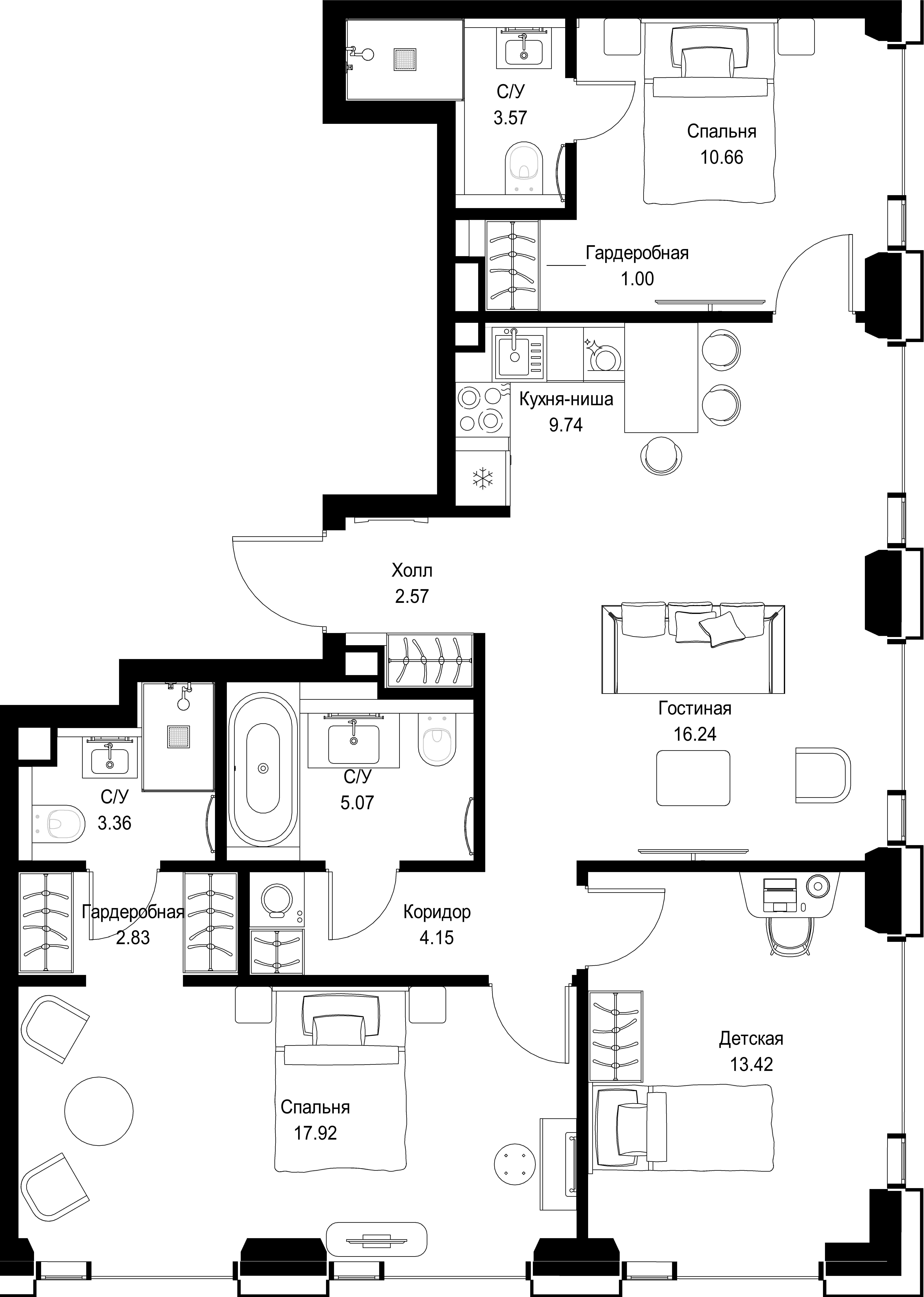 3-комнатная, 90,53 м² — 43 323 131 ₽