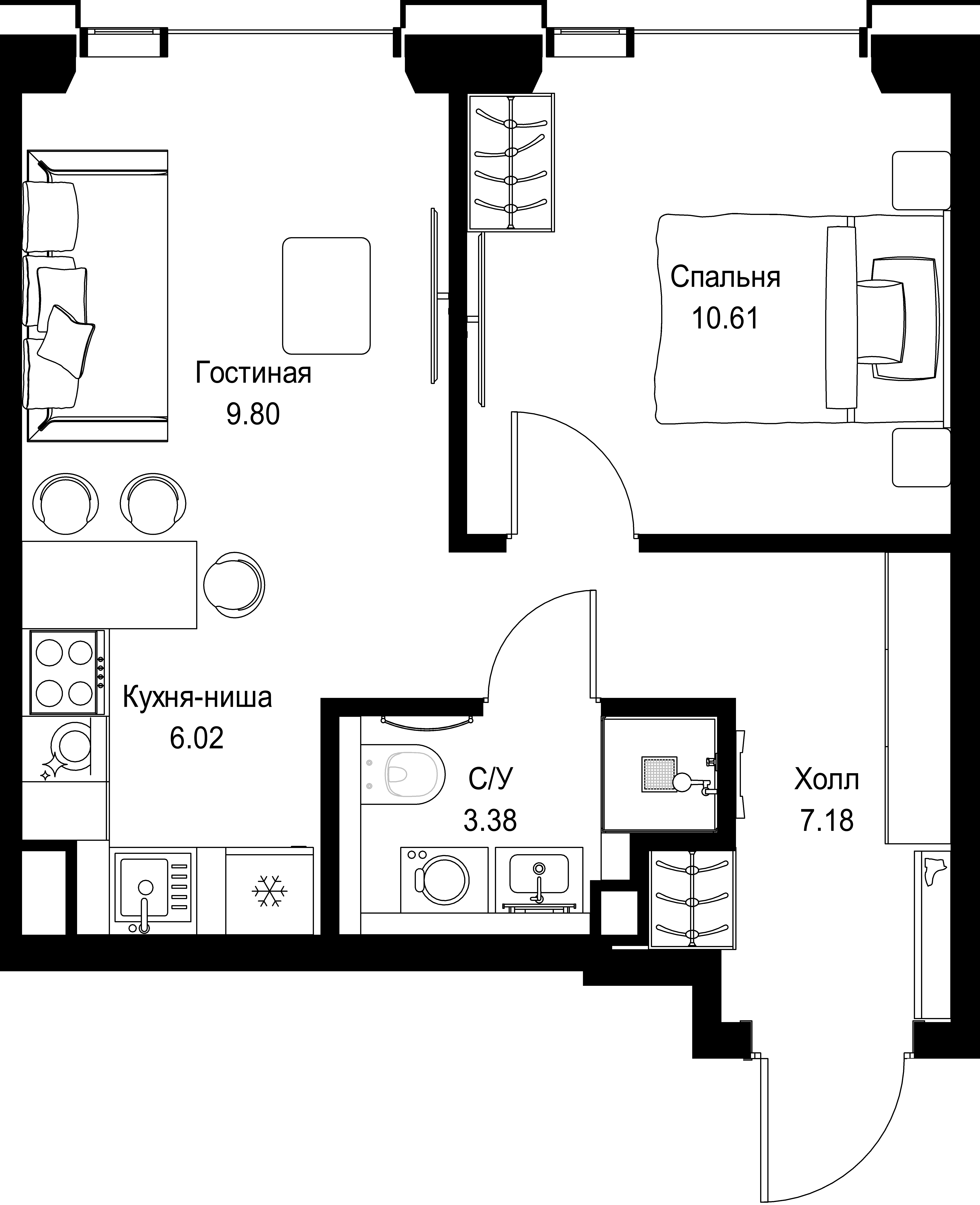 1-комнатная, 36,99 м² — 20 154 001 ₽