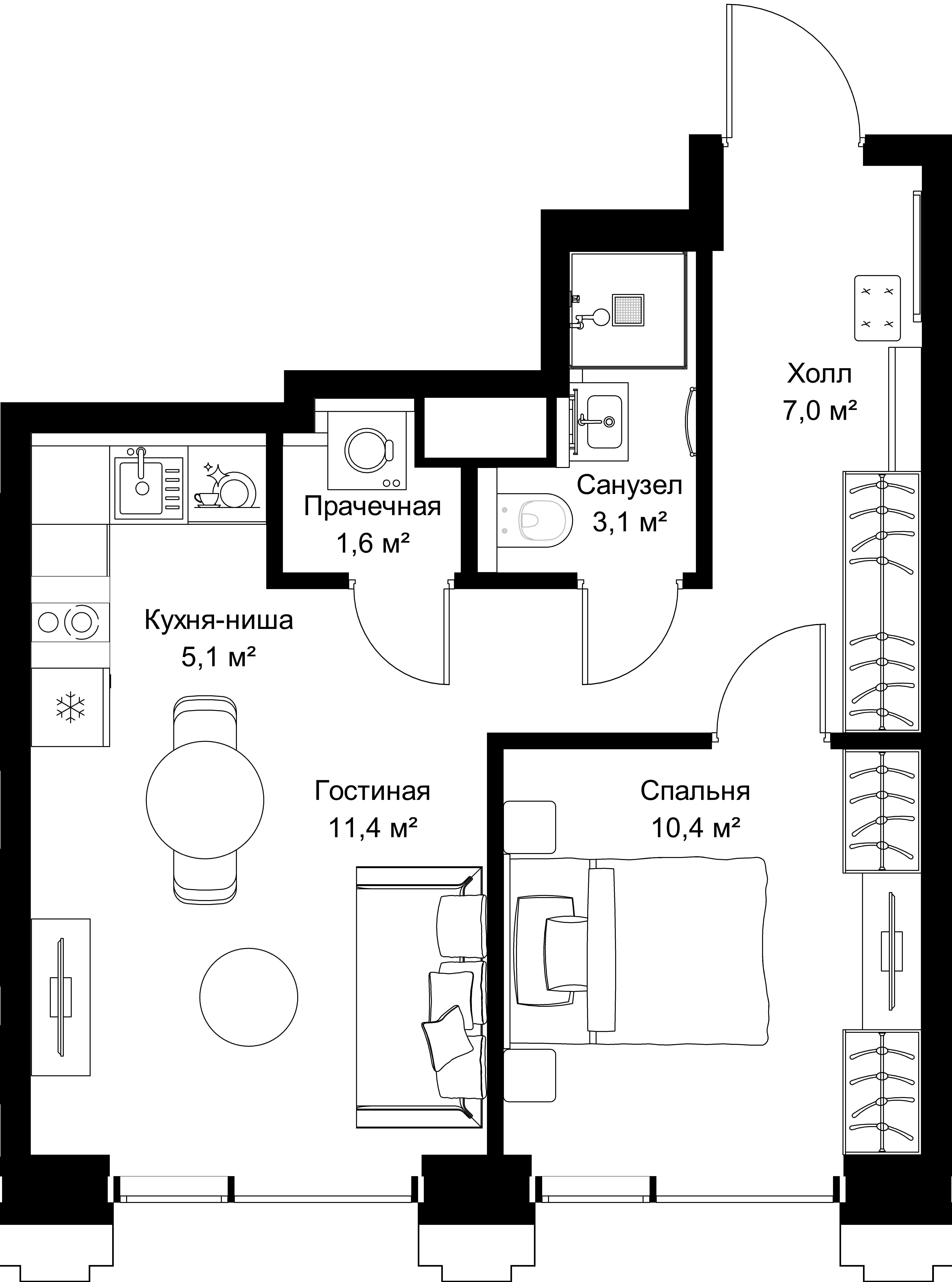 1-комнатная, 41,8 м² — 22 312 840 ₽