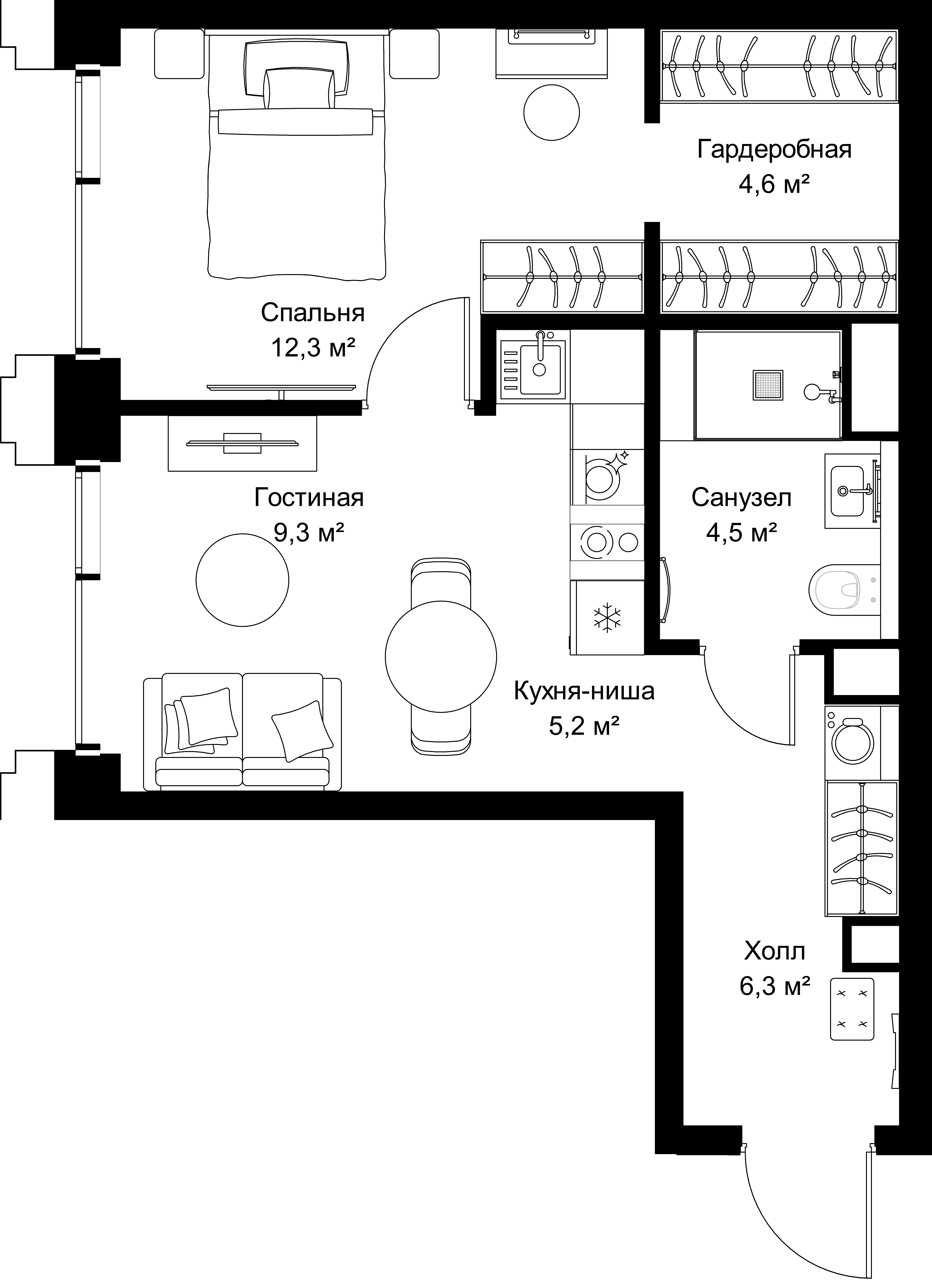 1-комнатная, 42,2 м² — 22 239 400 ₽