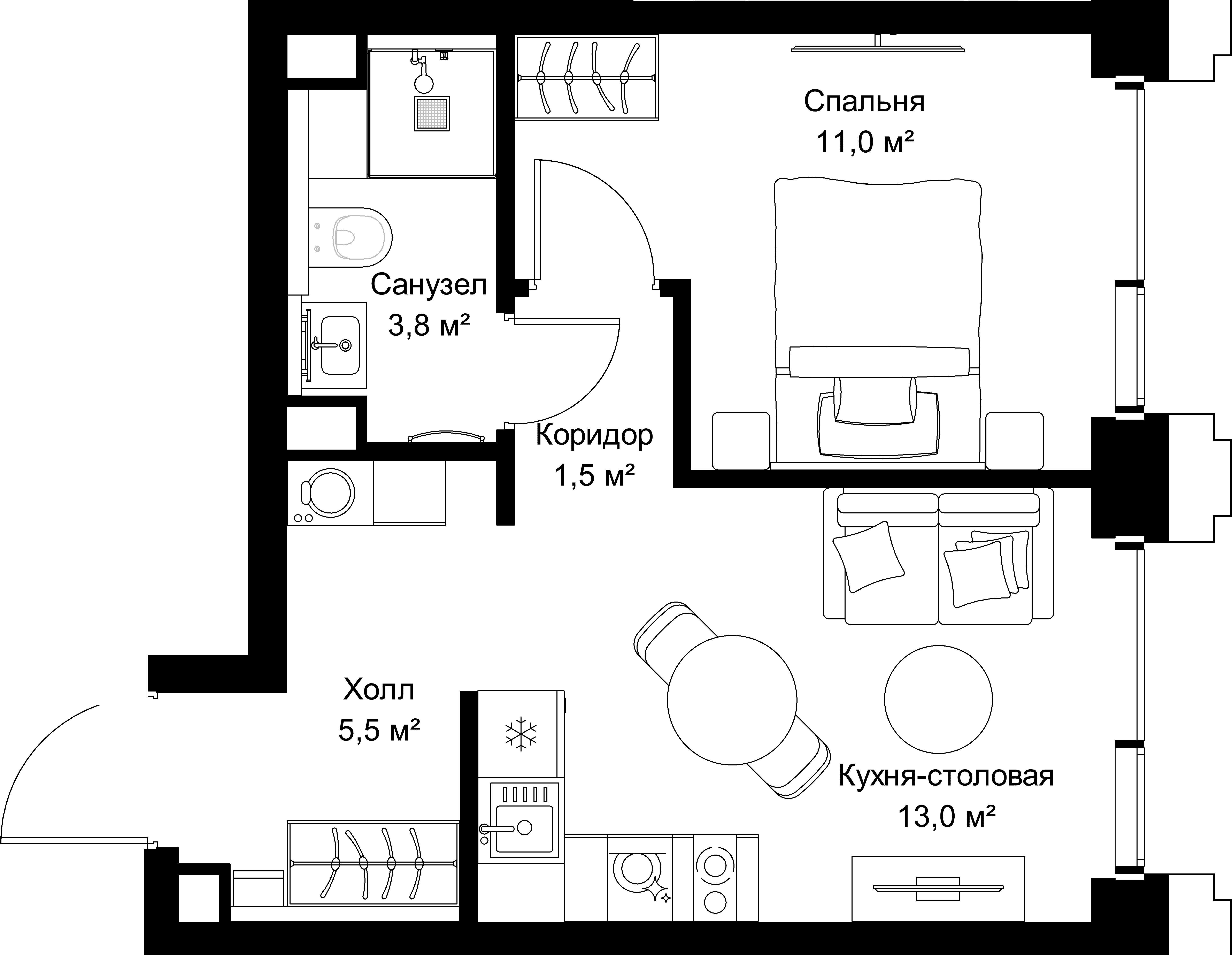 1-комнатная, 34,8 м² — 20 617 260 ₽
