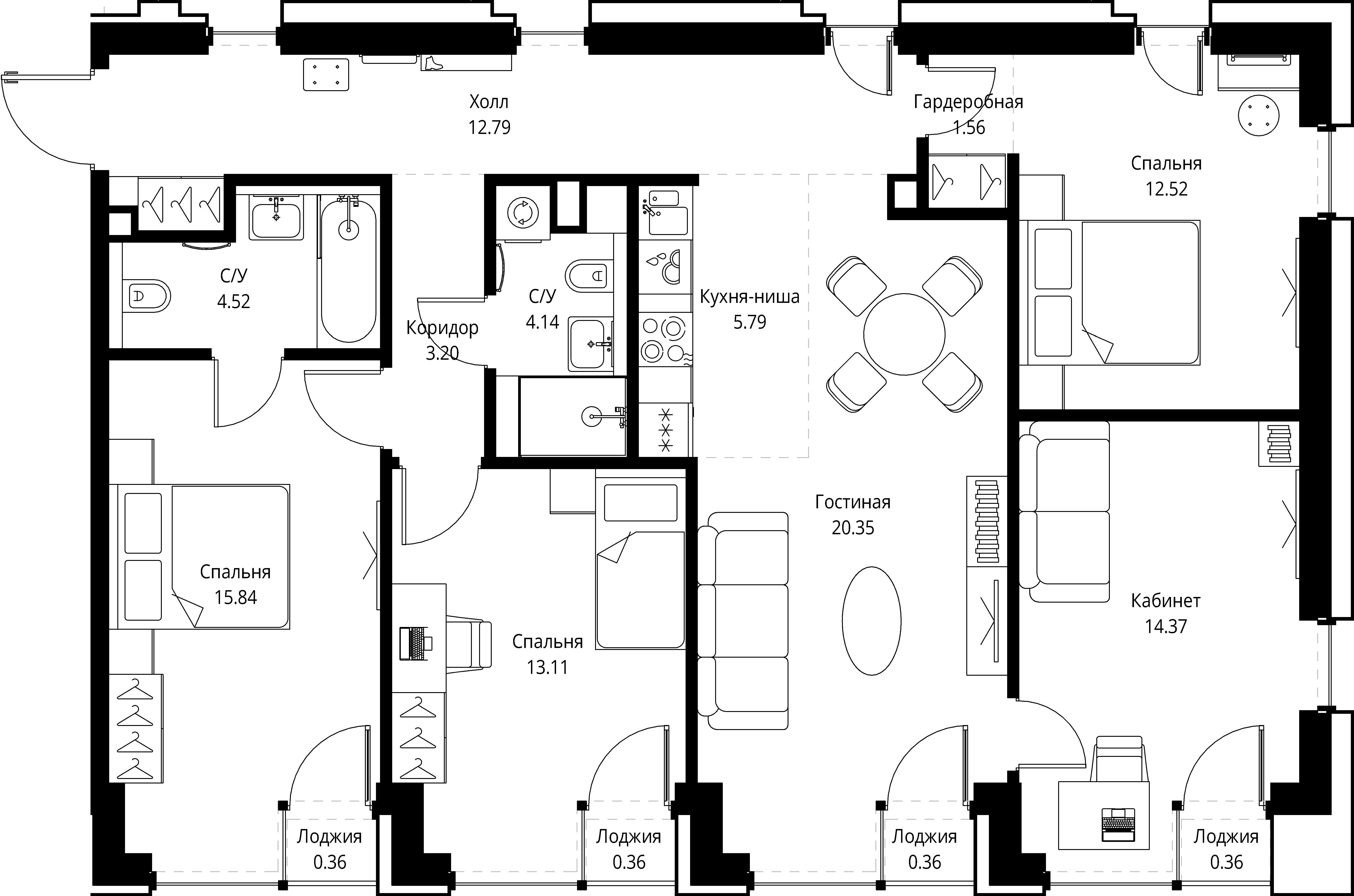 4-комнатная, 109,63 м² — 51 531 581 ₽