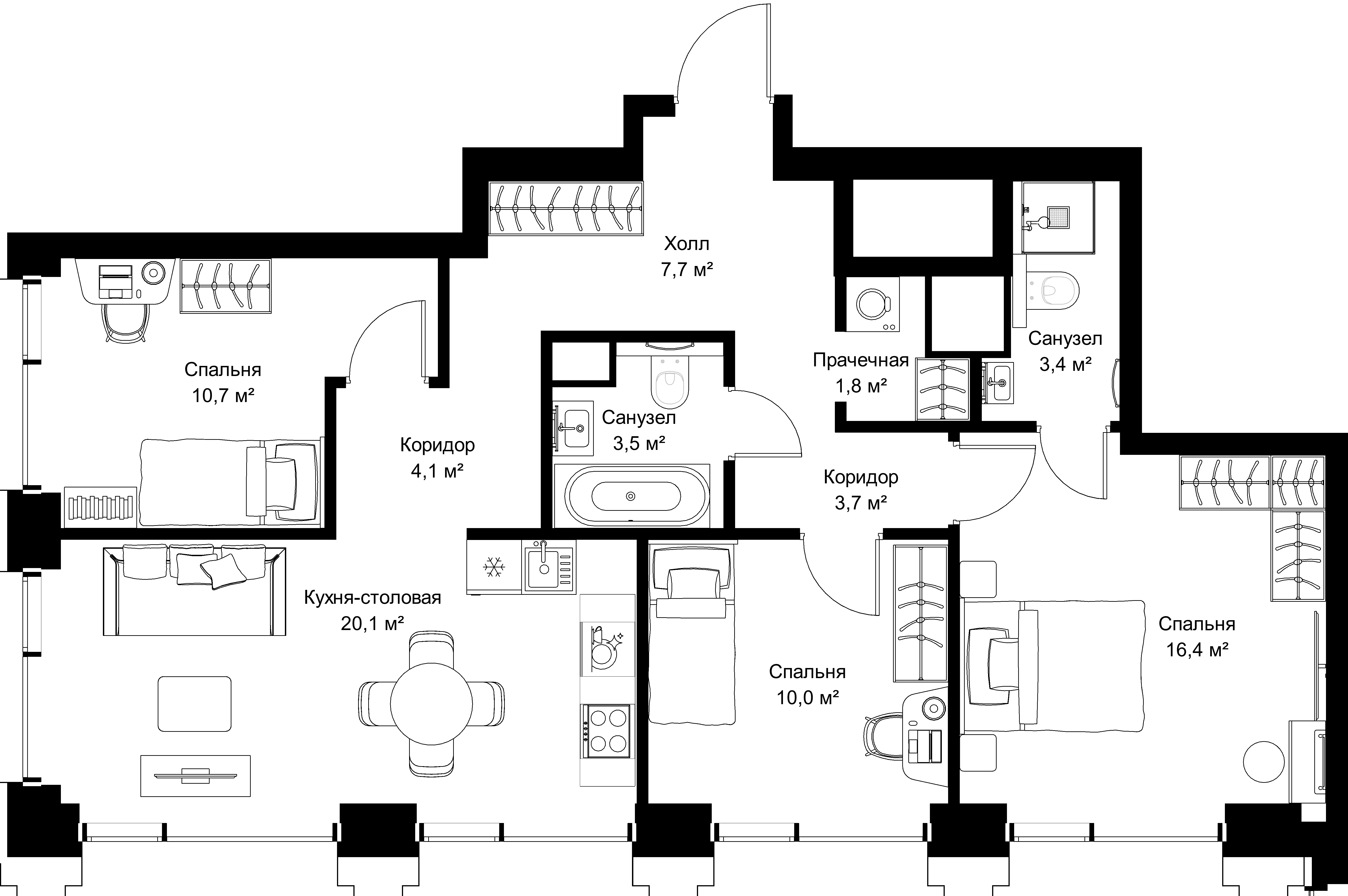3-комнатная, 81,4 м² — 40 406 960 ₽
