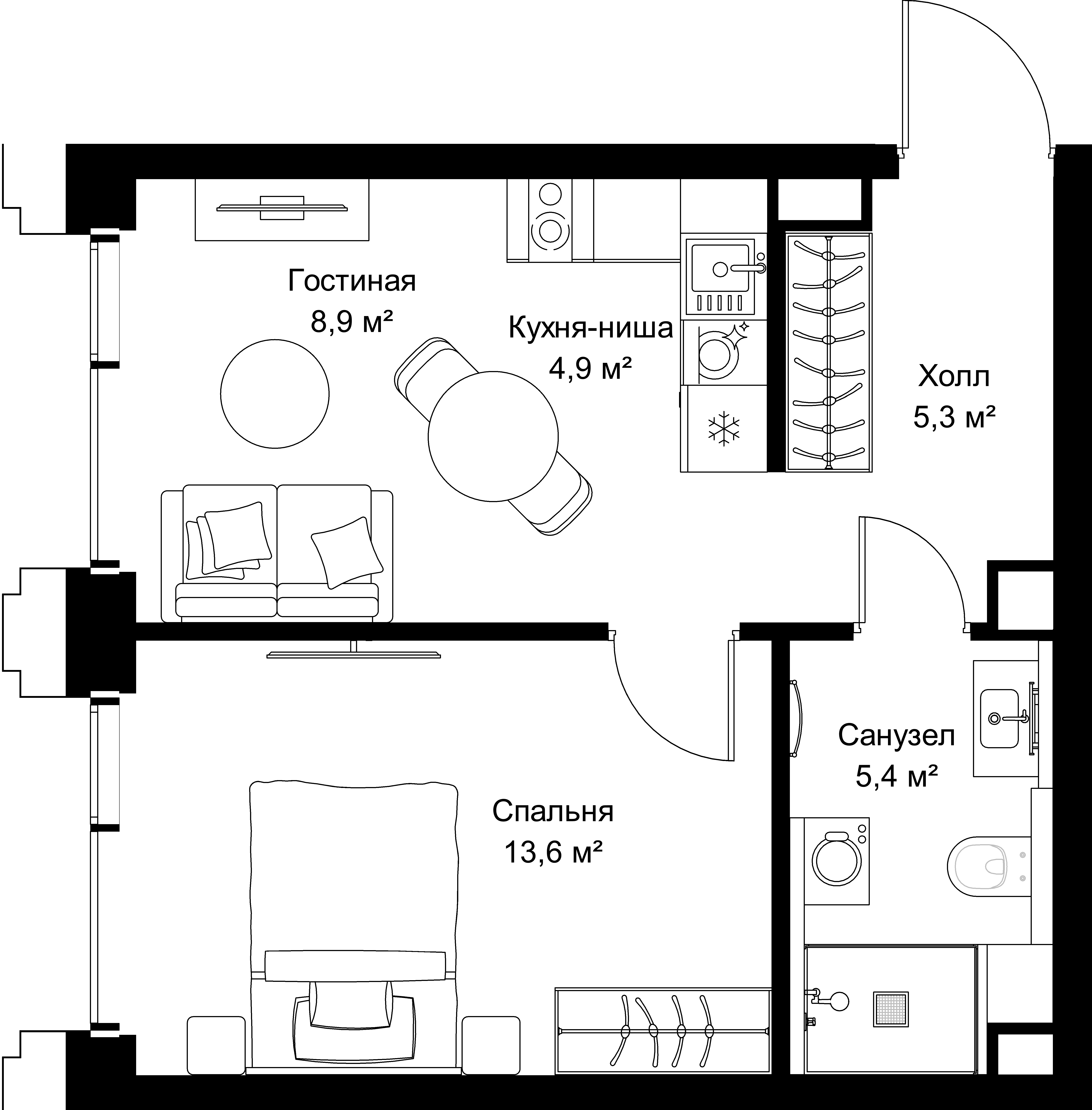 1-комнатная, 38,1 м² — 21 406 485 ₽