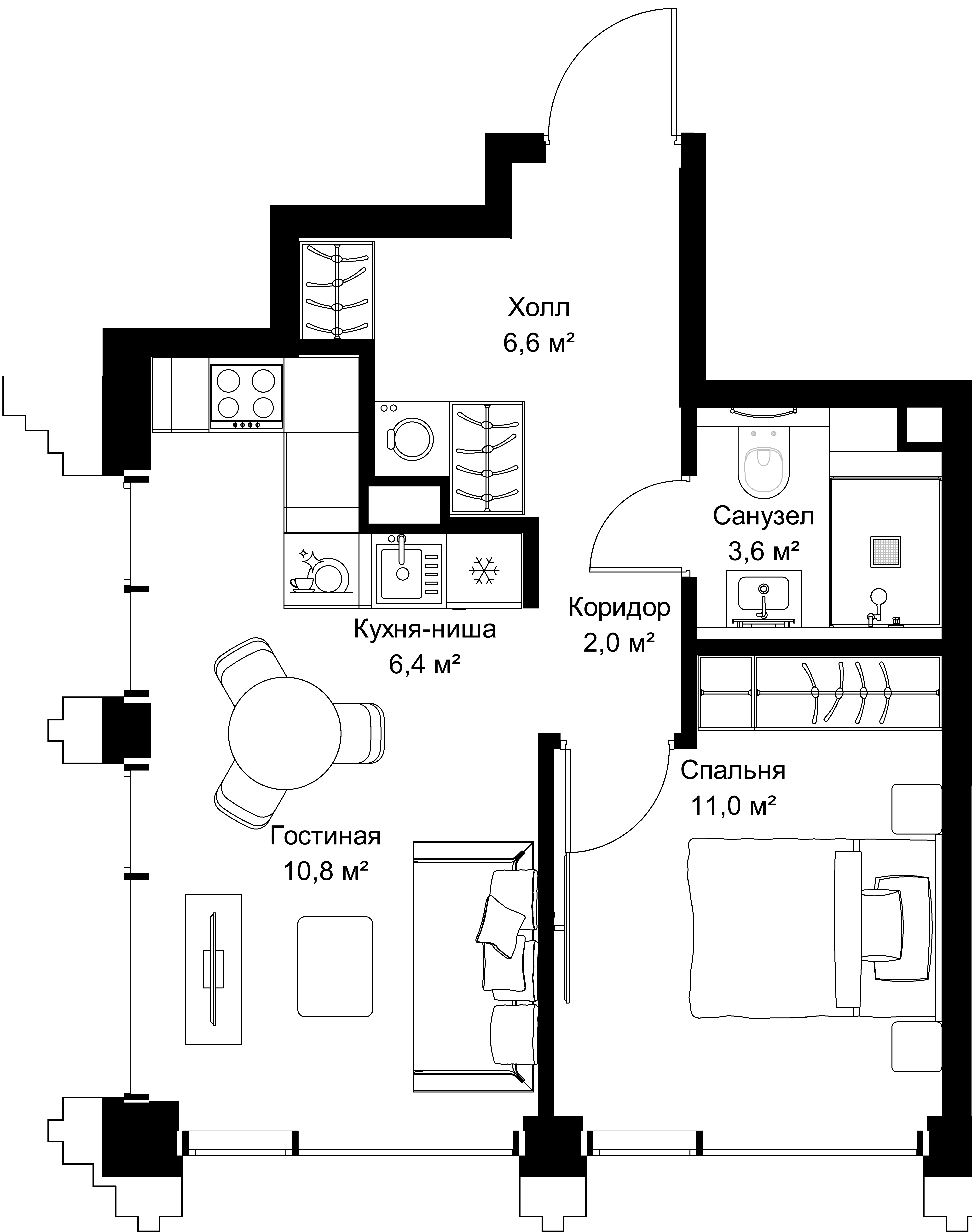 1-комнатная, 40,4 м² — 23 522 900 ₽