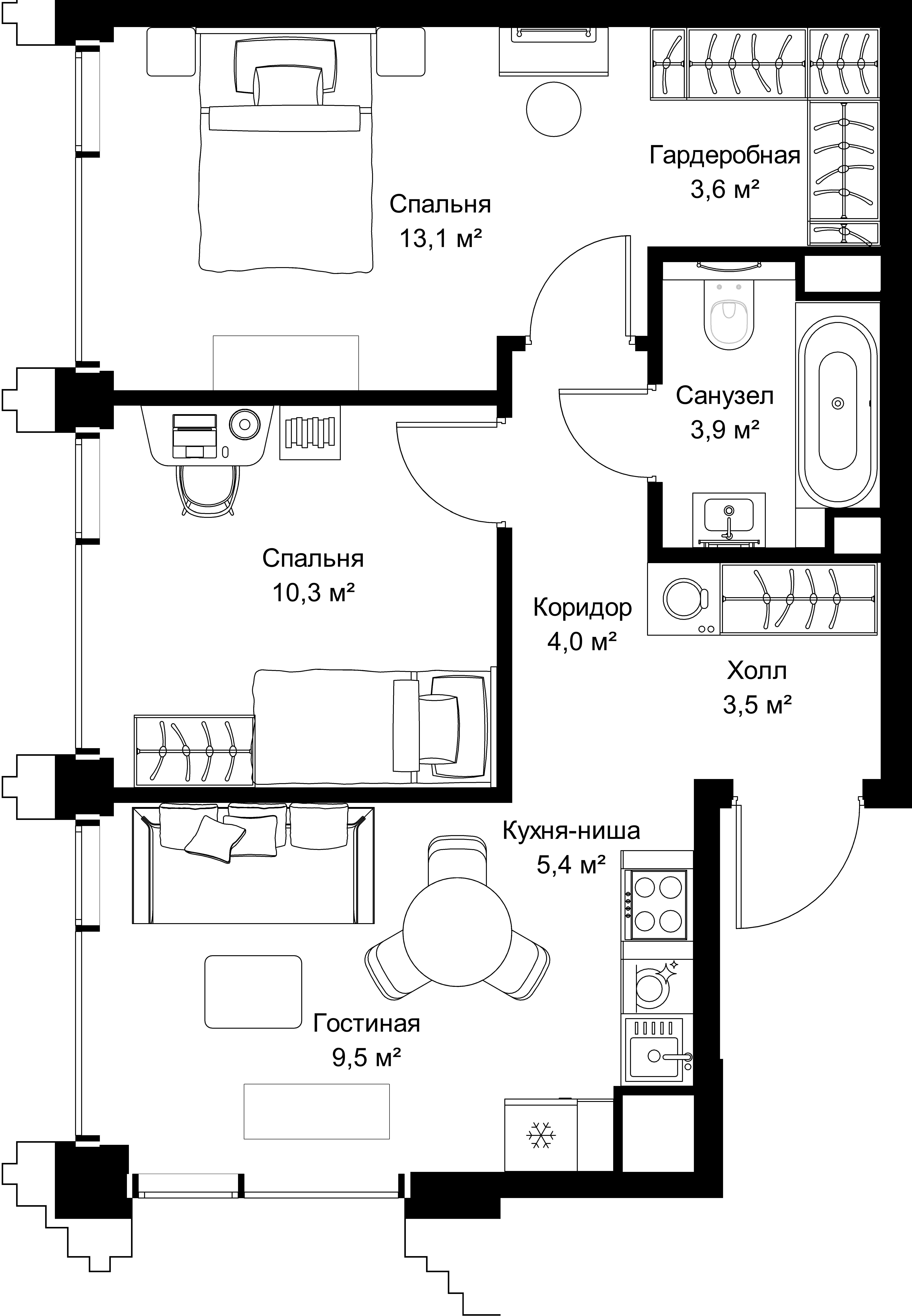 2-комнатная, 53,3 м² — 28 043 795 ₽