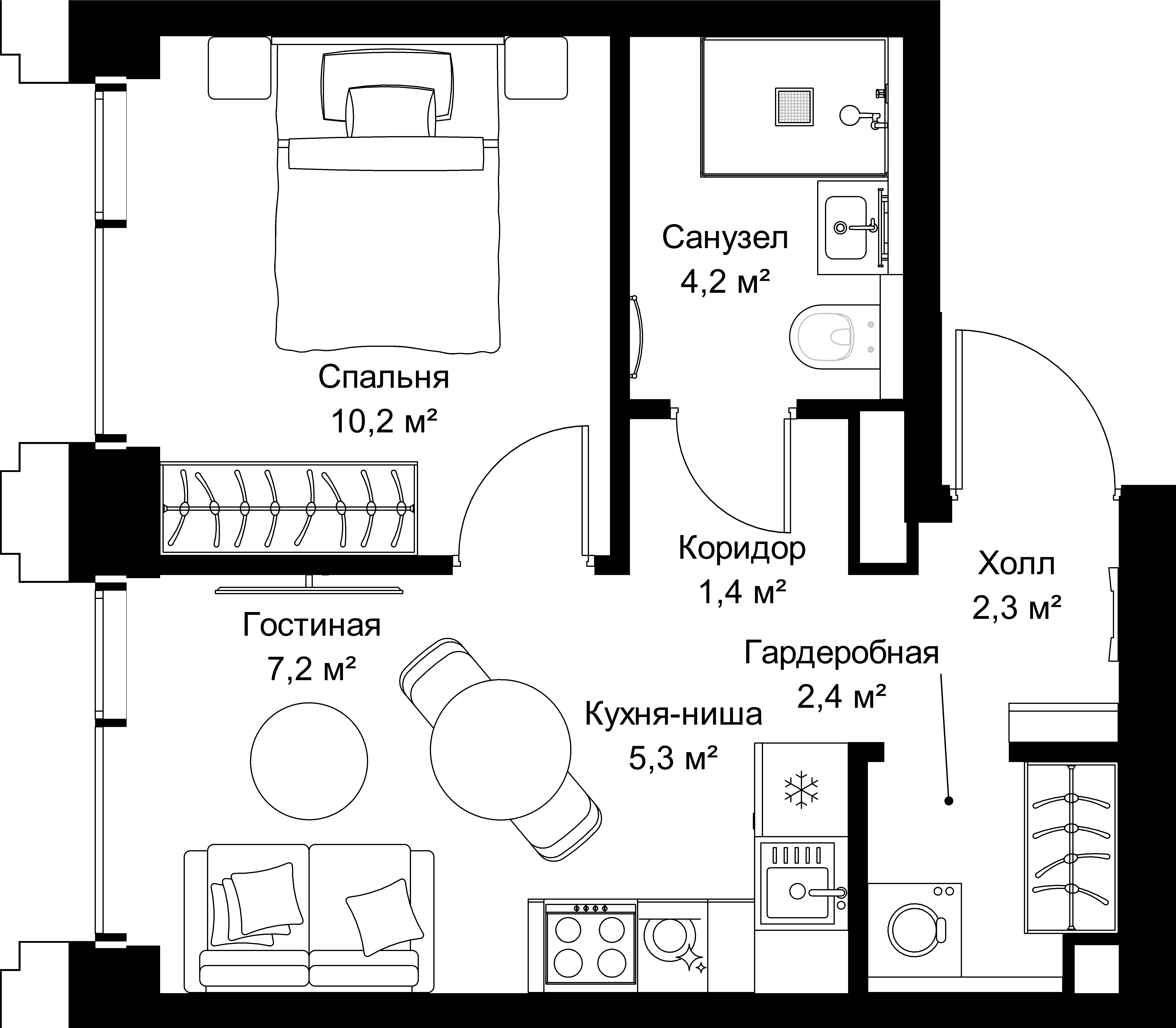 1-комнатная, 33 м² — 20 616 750 ₽