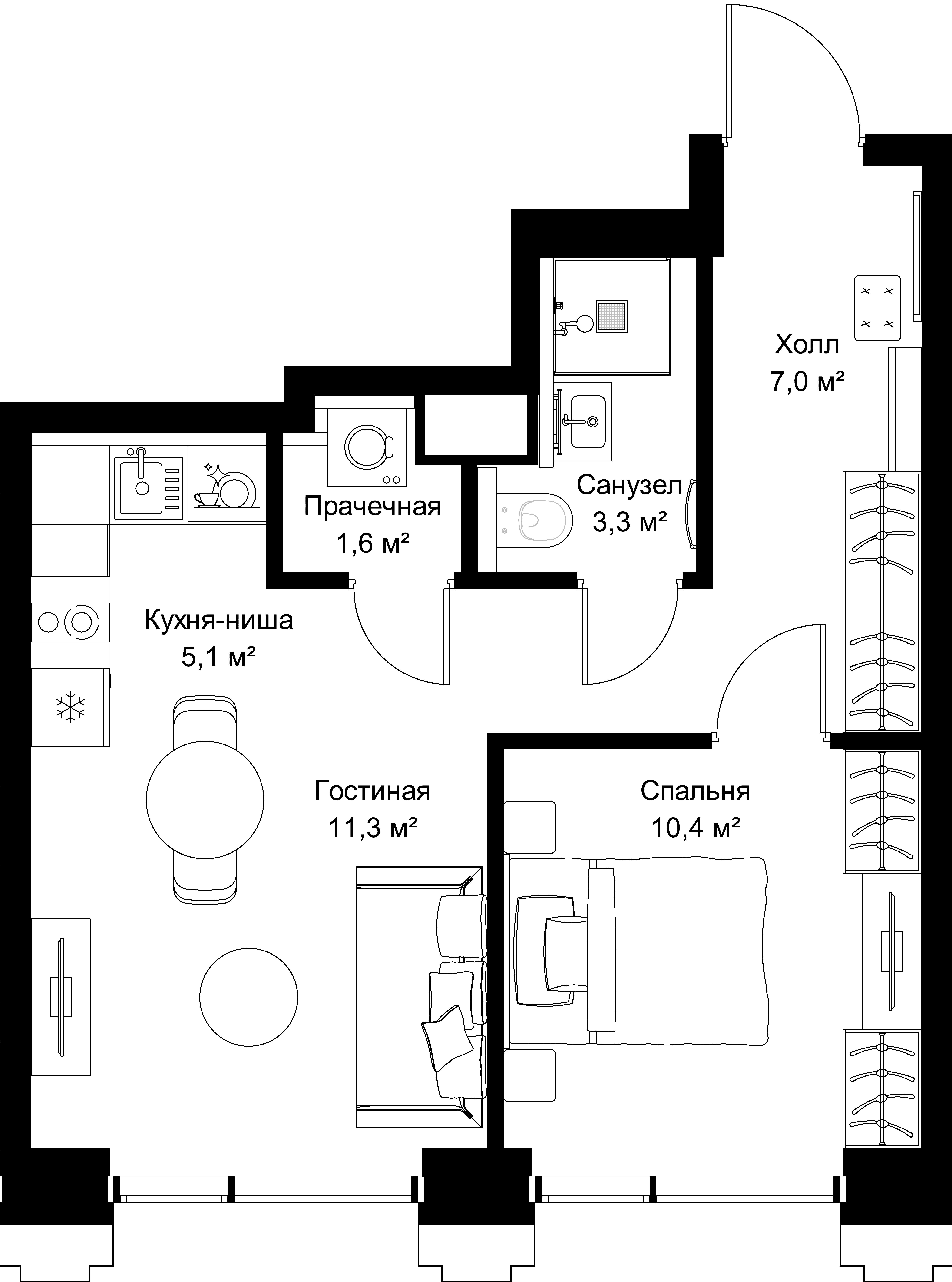 1-комнатная, 41,9 м² — 22 223 760 ₽