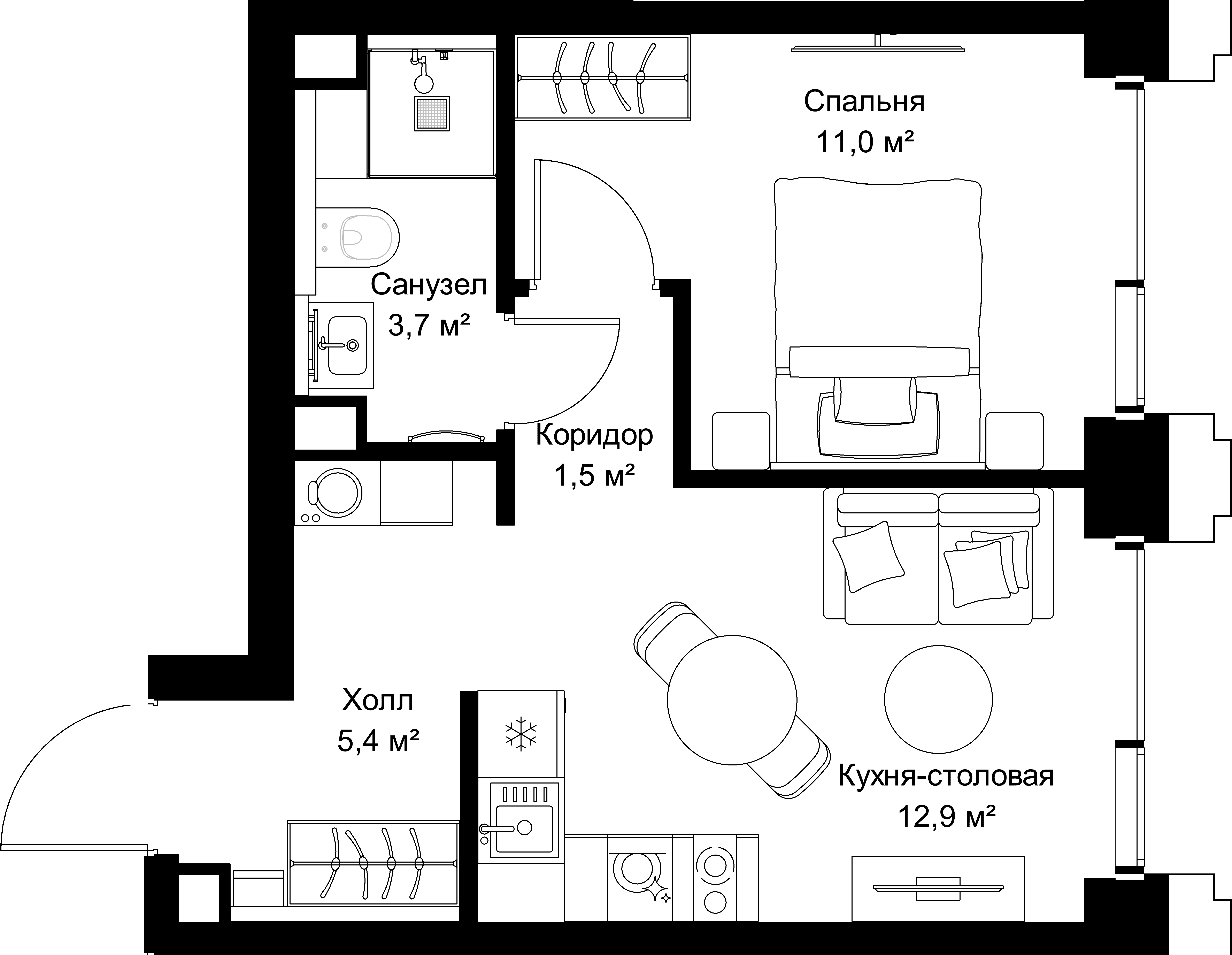 1-комнатная, 34,5 м² — 20 263 575 ₽