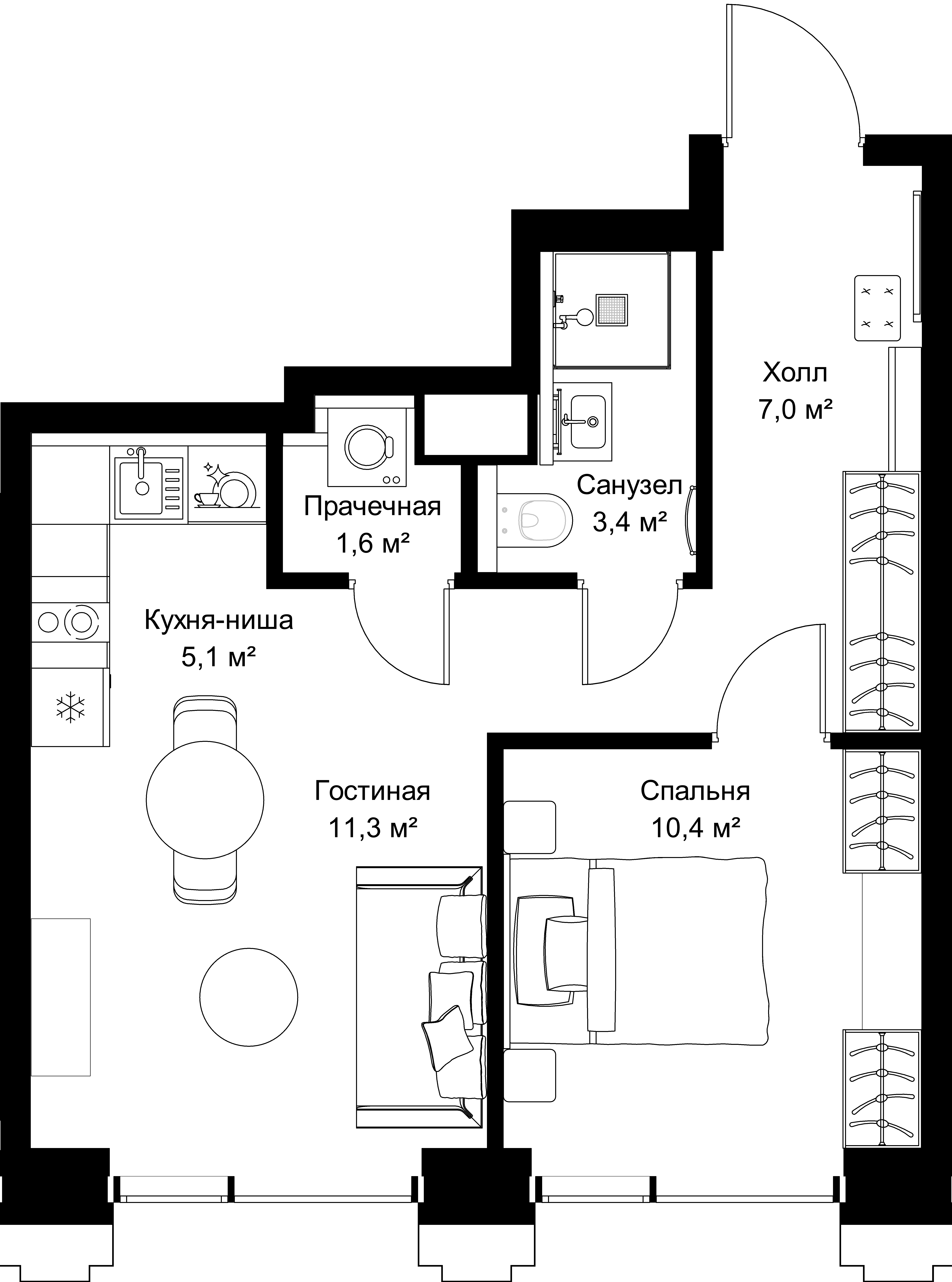 1-комнатная, 42 м² — 22 312 500 ₽